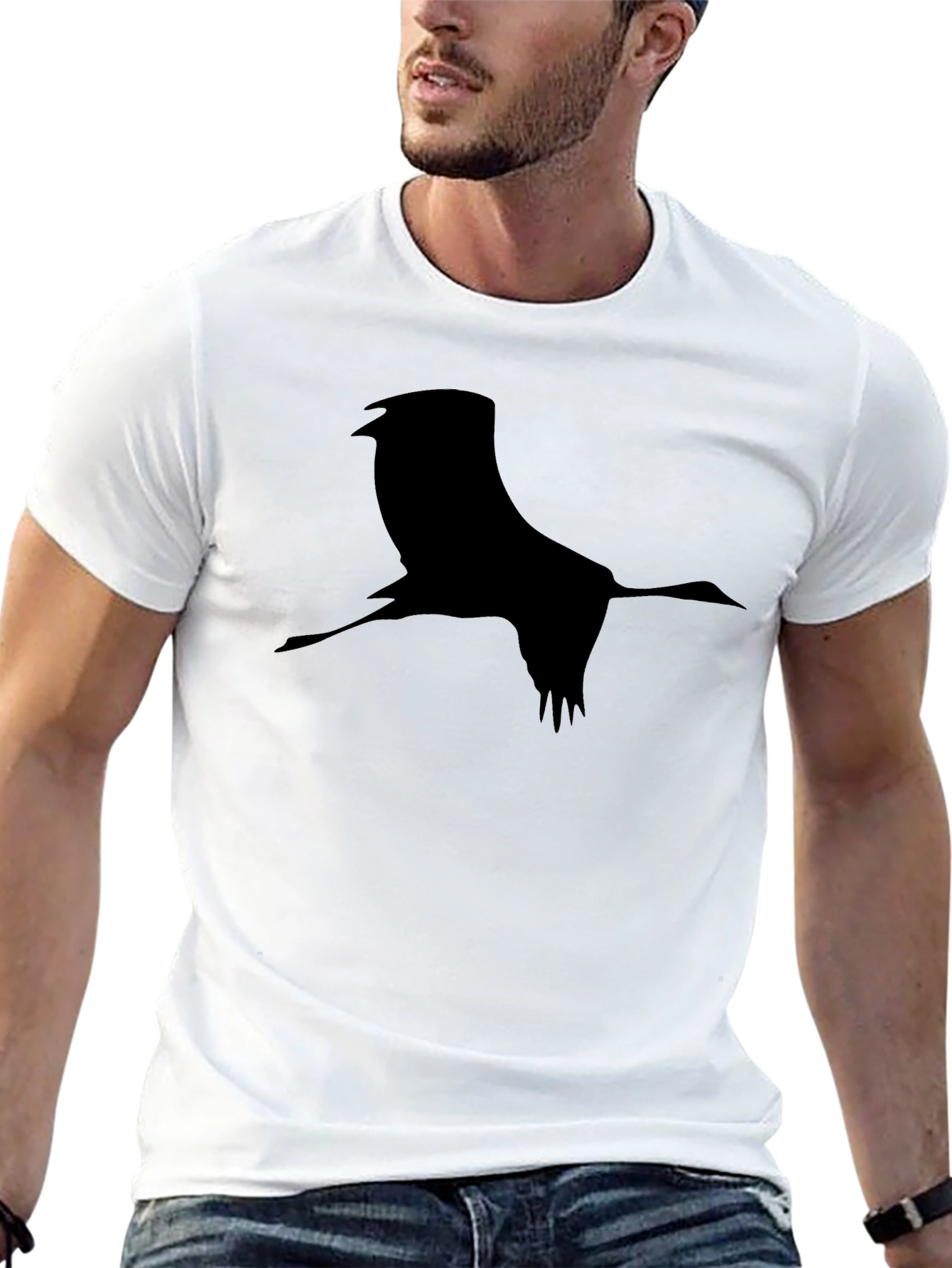 Crane Silhouette Black T-Shirt