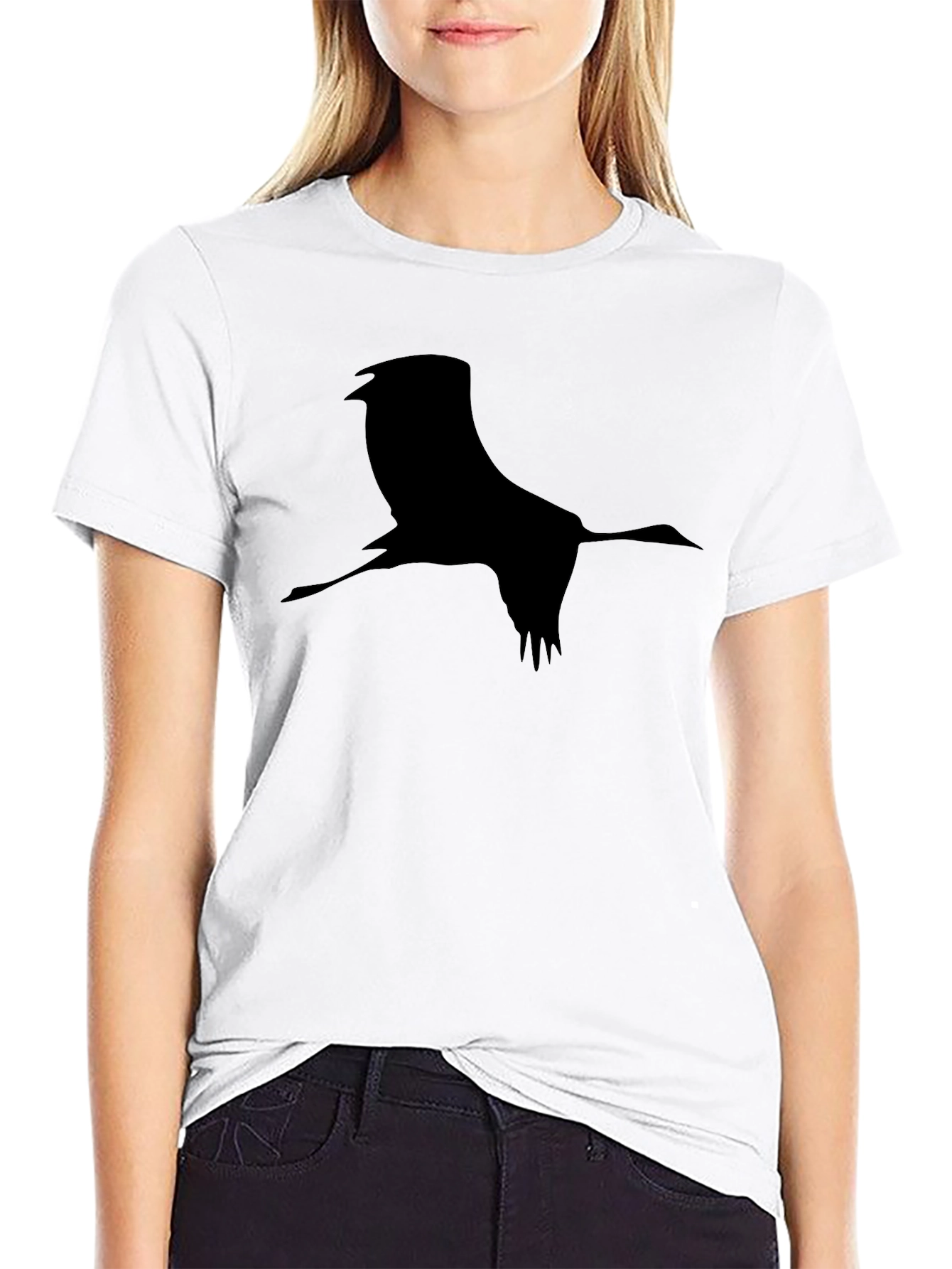 Crane Silhouette Black T-Shirt