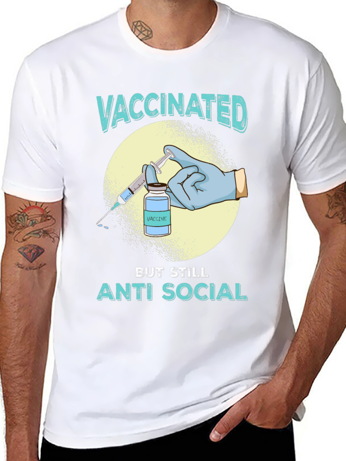 Vaccinated Anti Social T-Shirt - Black Cotton Tee