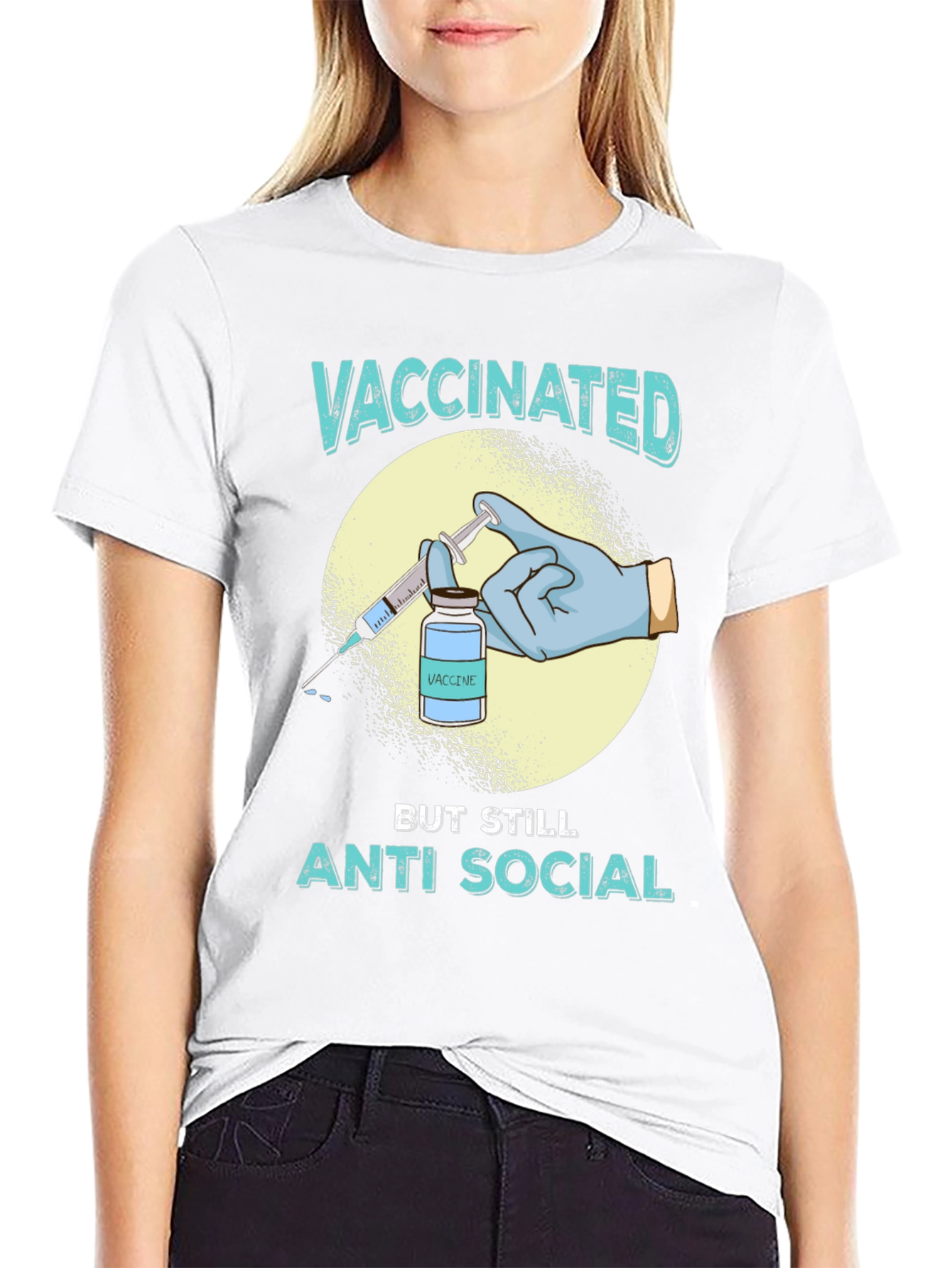 Vaccinated Anti Social T-Shirt - Black Cotton Tee