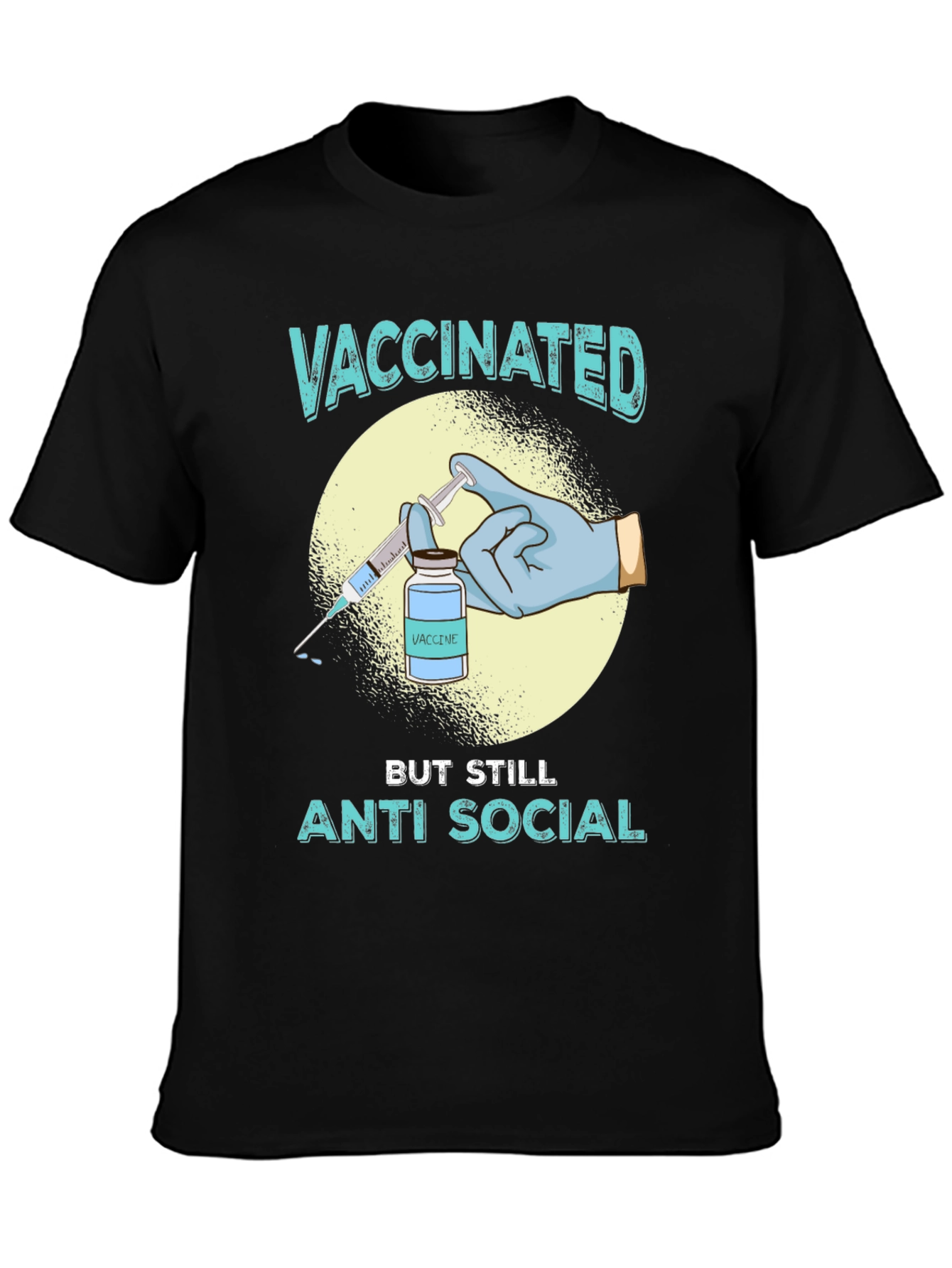 Vaccinated Anti Social T-Shirt - Black Cotton Tee