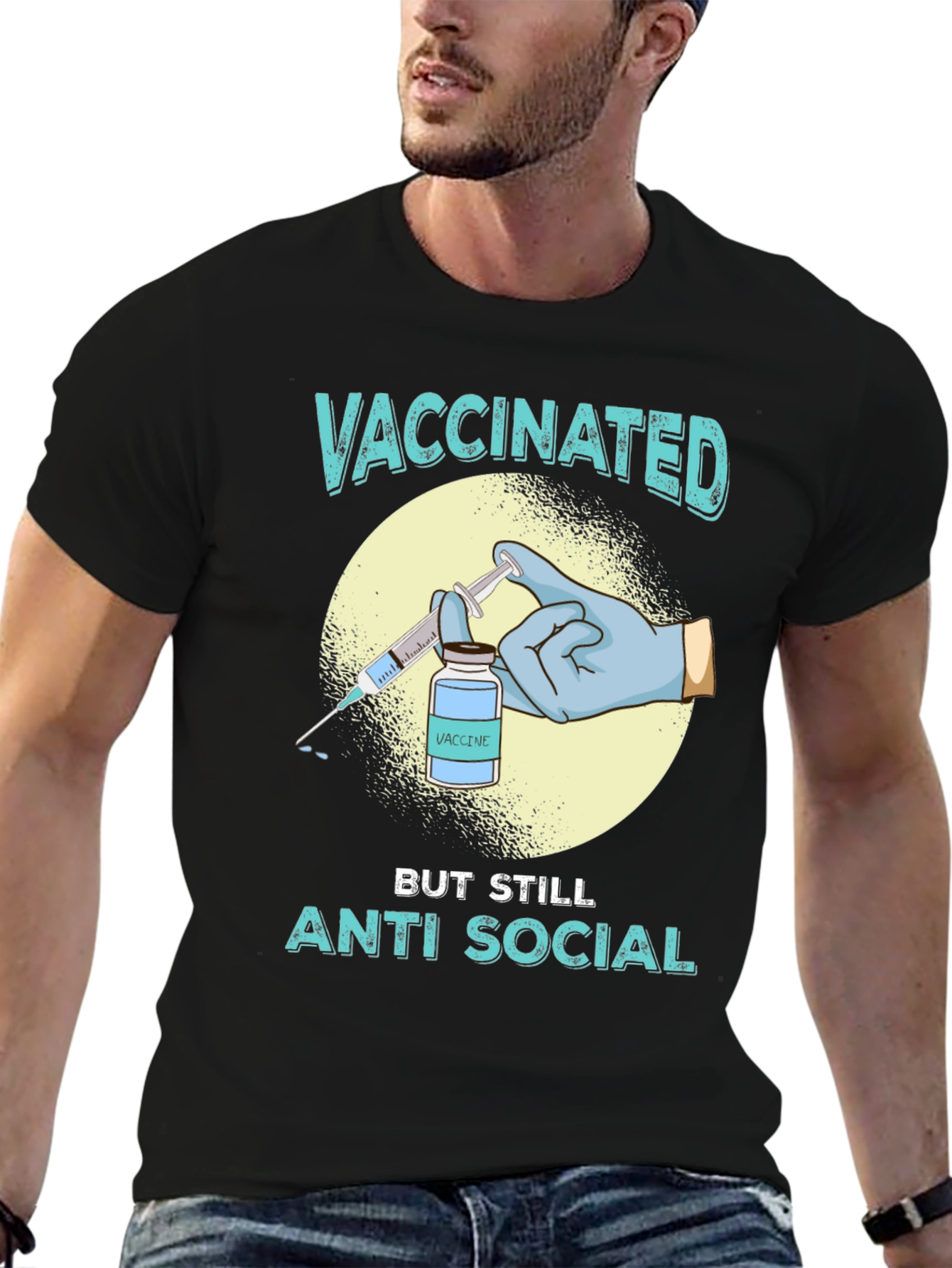 Vaccinated Anti Social T-Shirt - Black Cotton Tee