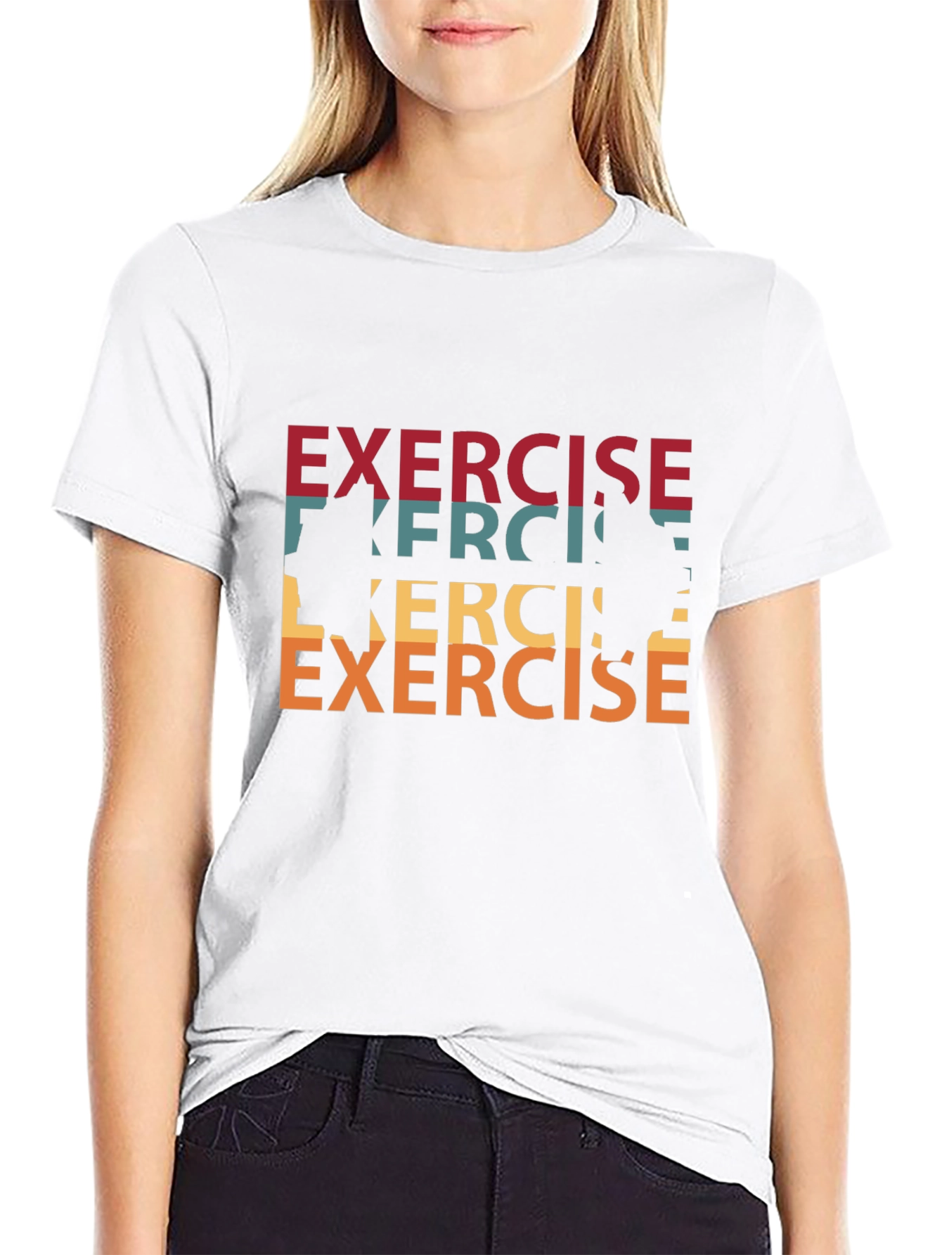 Retro Exercise Graphic Tee - Black Cotton T-Shirt
