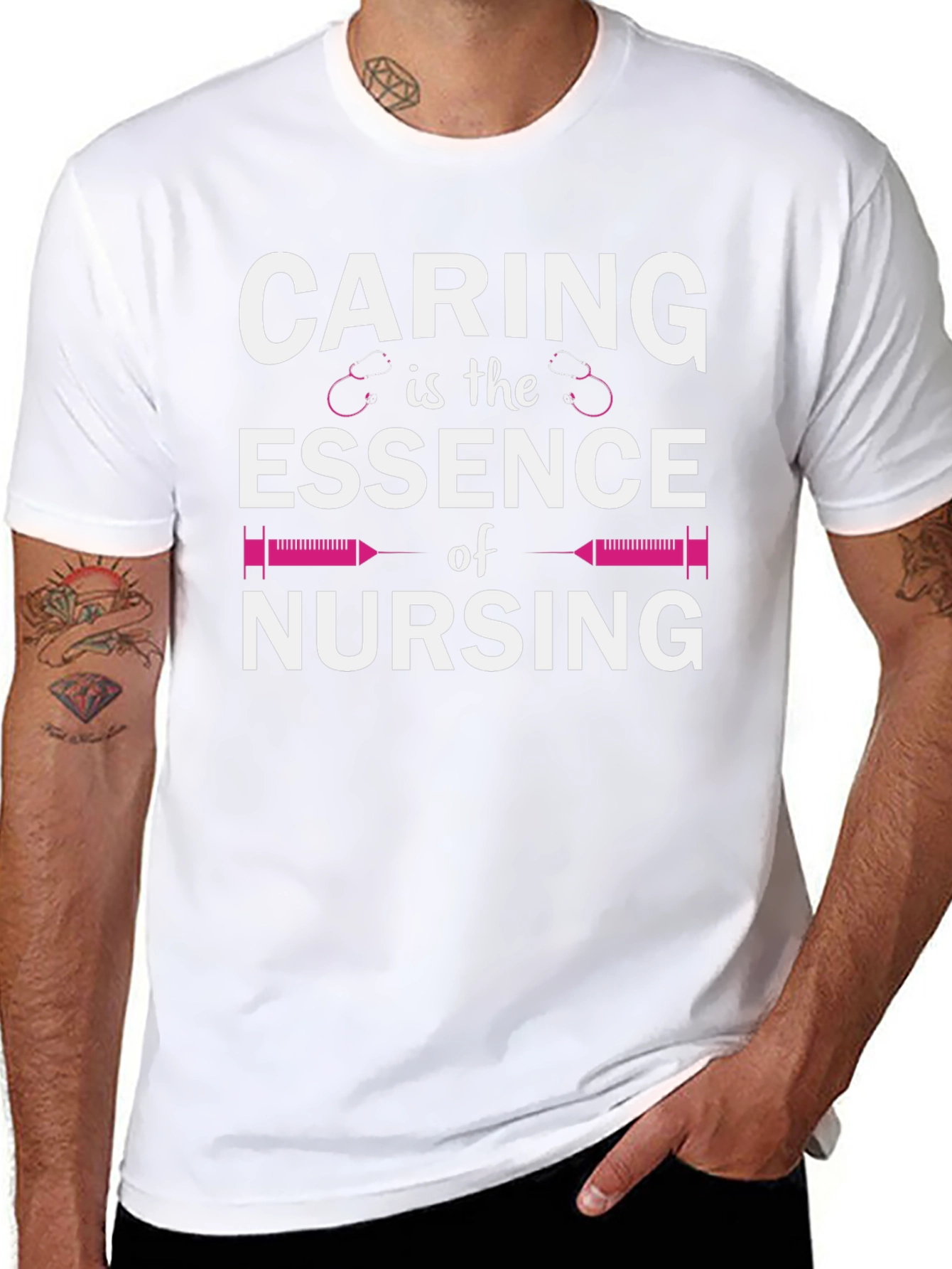 Caring is the Essence of Nursing Black T-Shirt