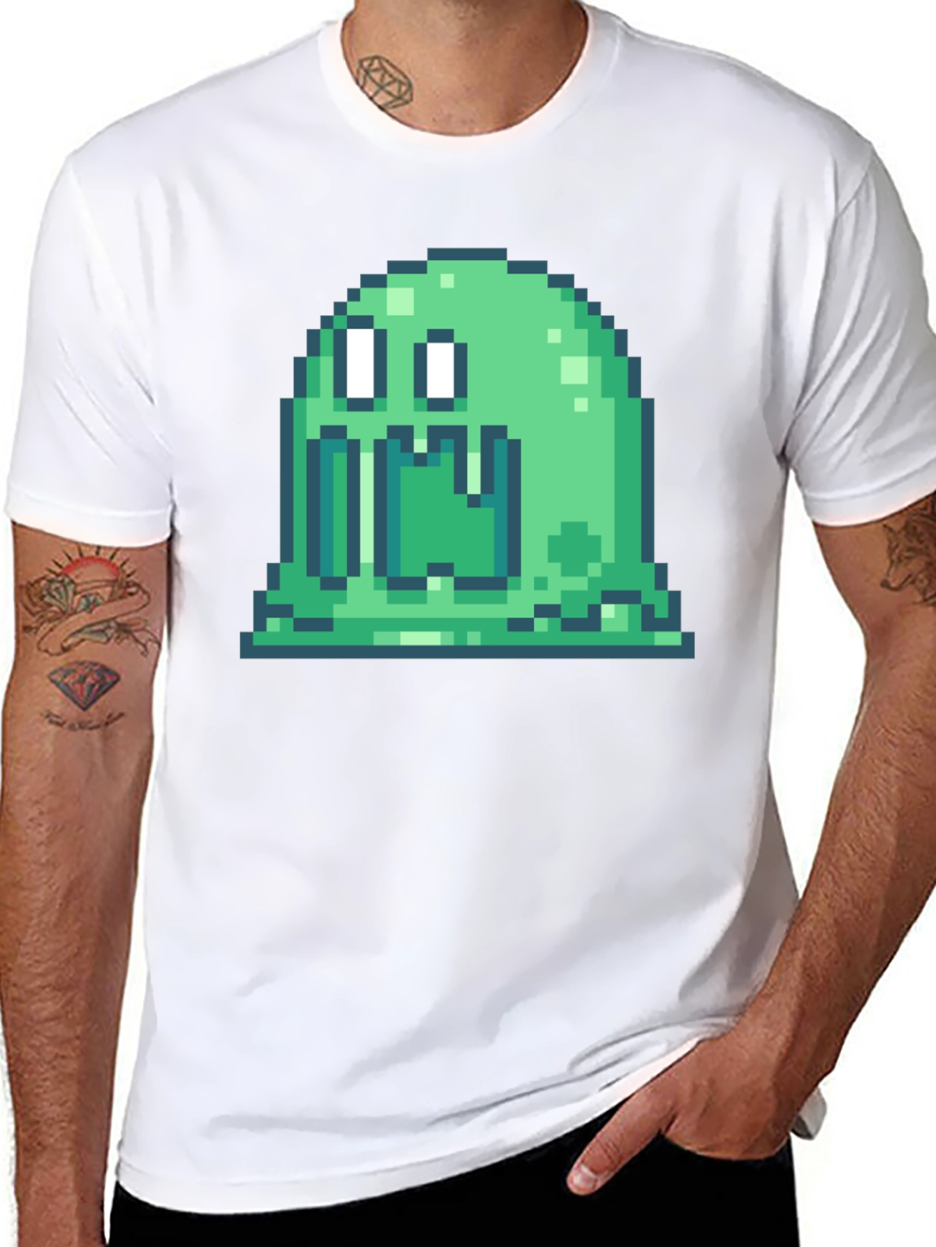 Pixel Slime Monster T-Shirt - Retro Gaming Style