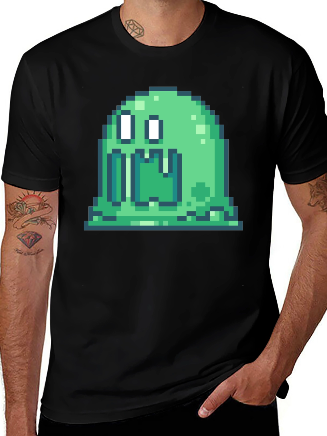 Pixel Slime Monster T-Shirt - Retro Gaming Style