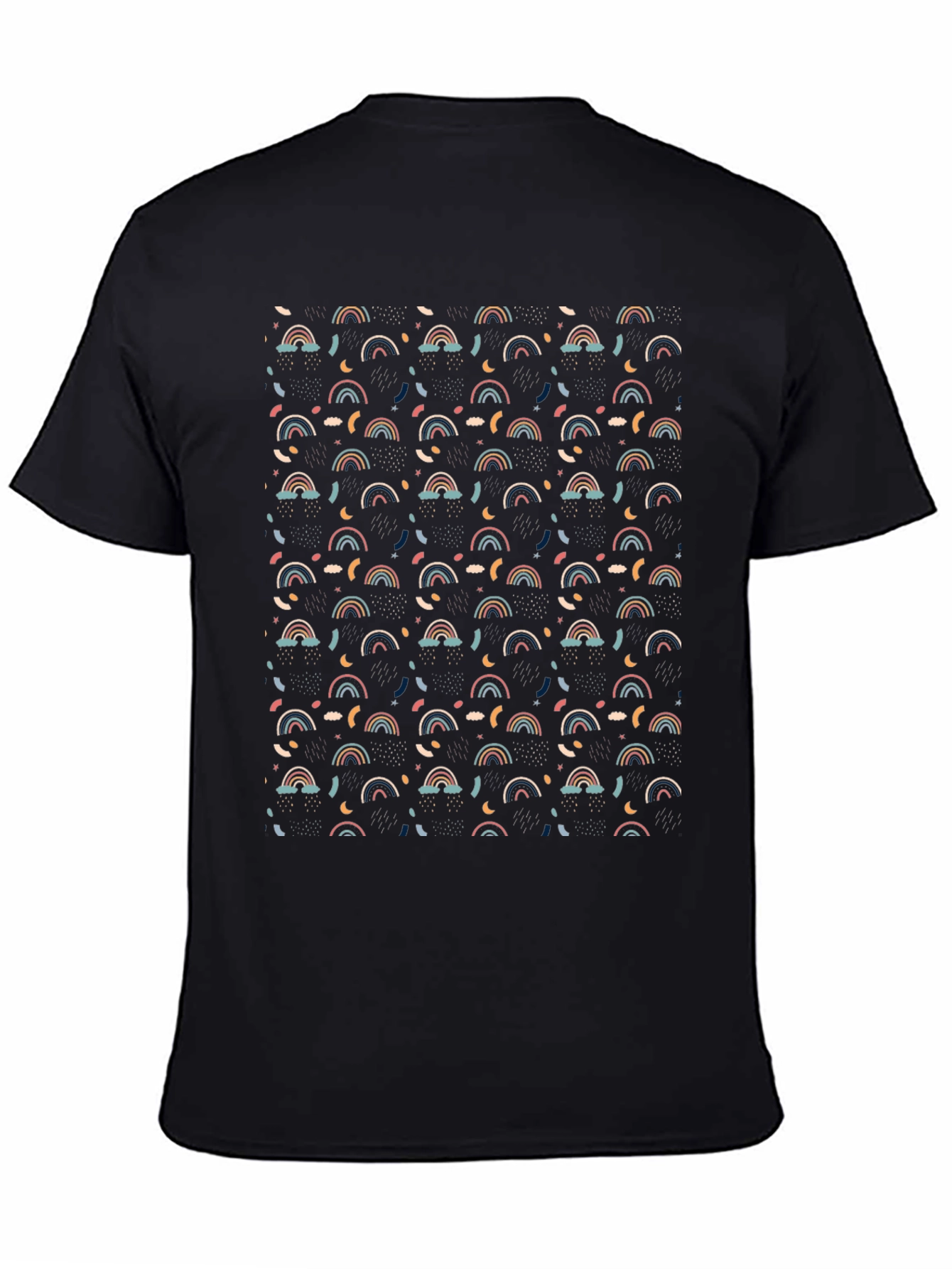 Rainbow Pattern Black T-Shirt