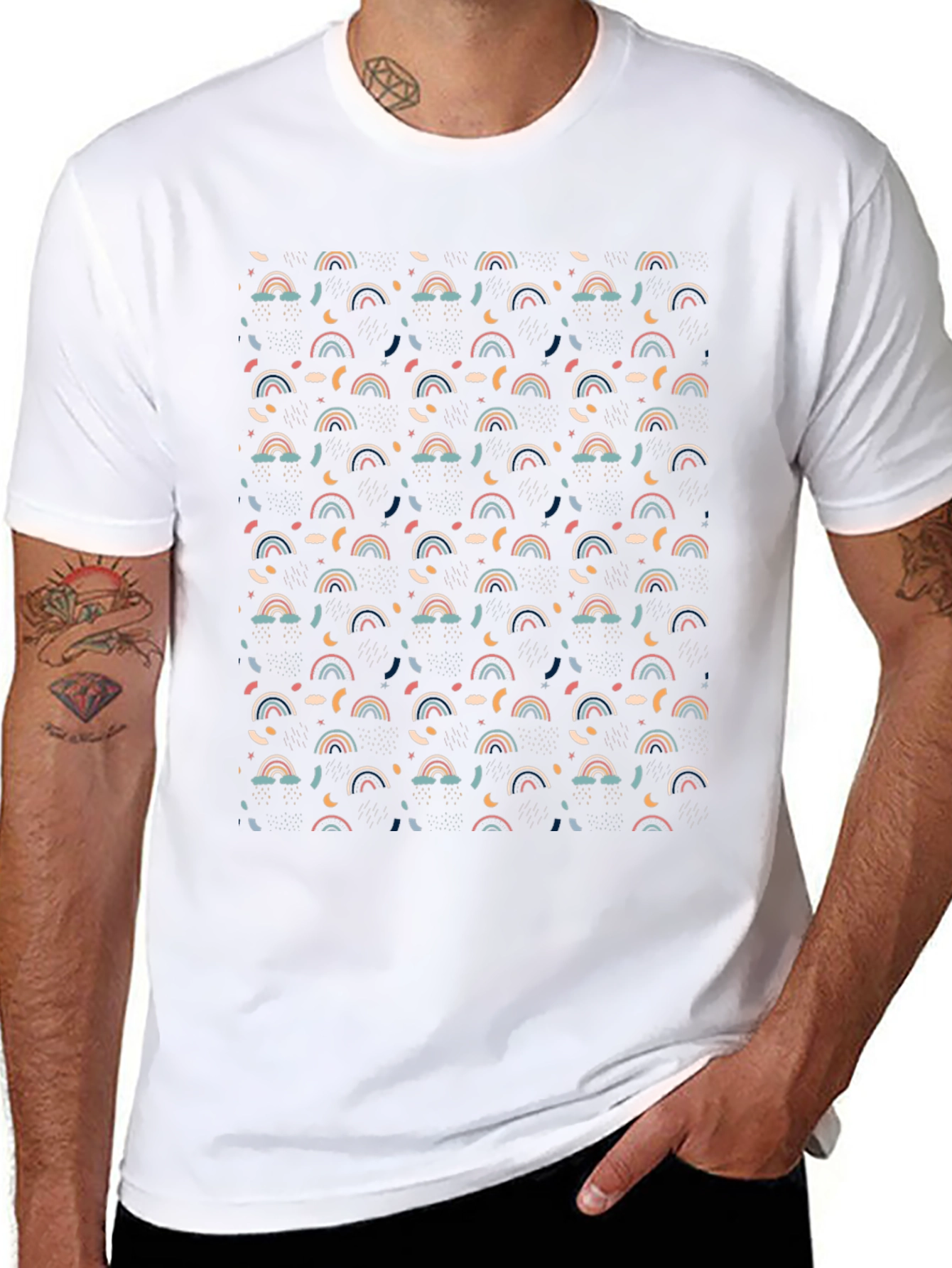 Rainbow Pattern Black T-Shirt