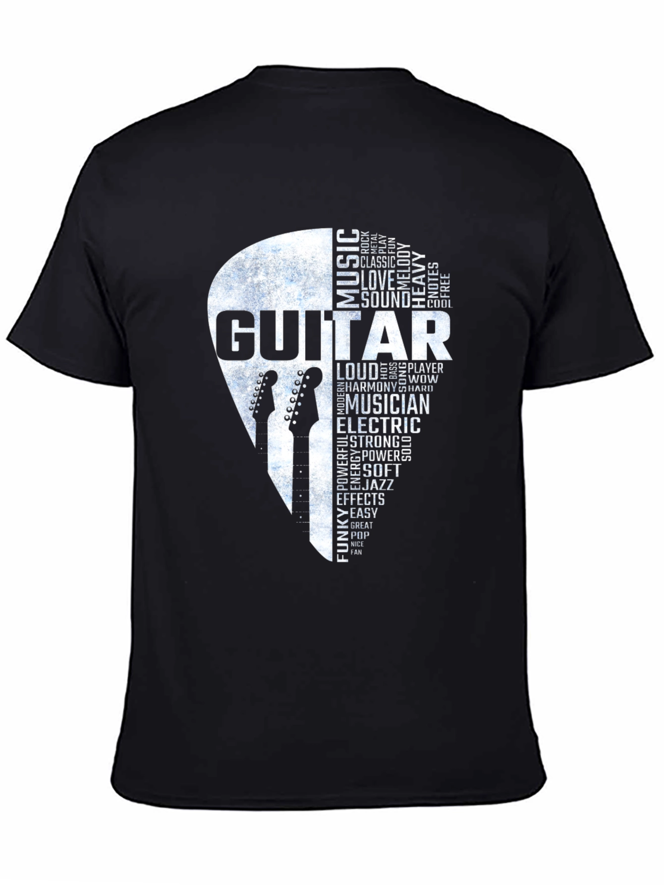 Guitar Music Word Art Black T-Shirt