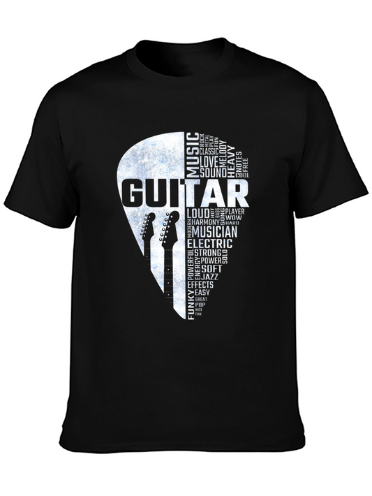 Guitar Music Word Art Black T-Shirt