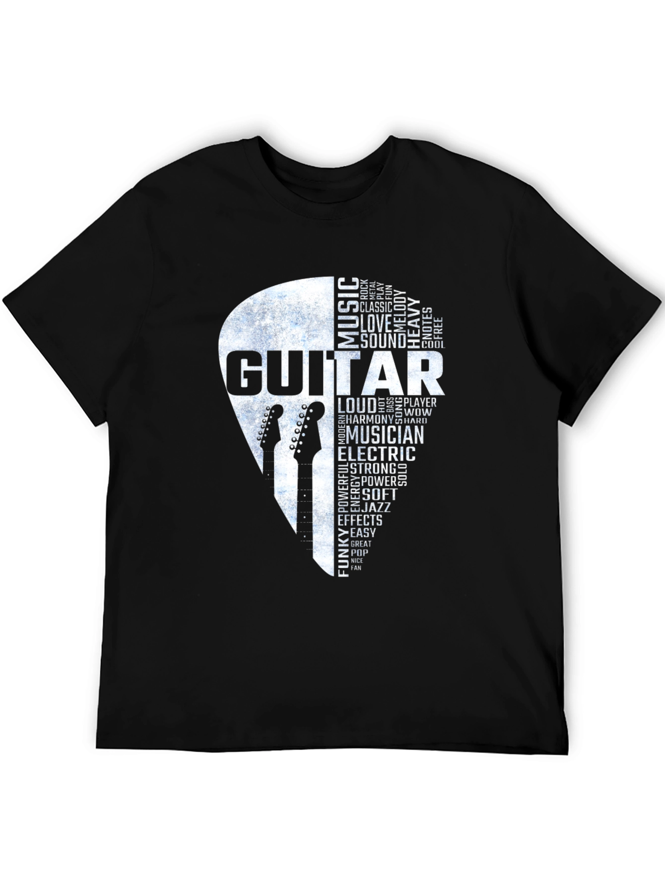 Guitar Music Word Art Black T-Shirt