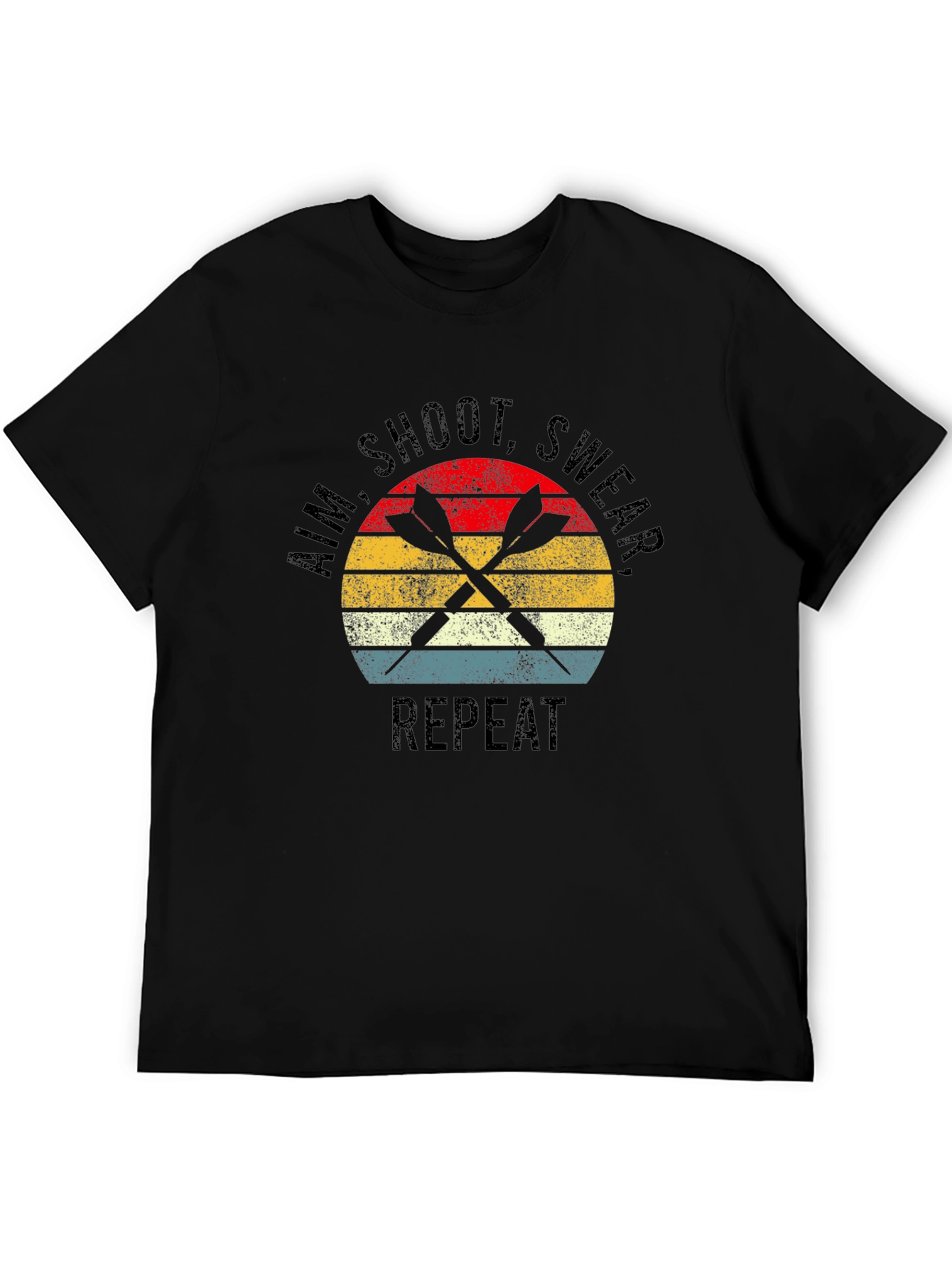 Aim Shoot Swear Repeat Darts Graphic T-Shirt