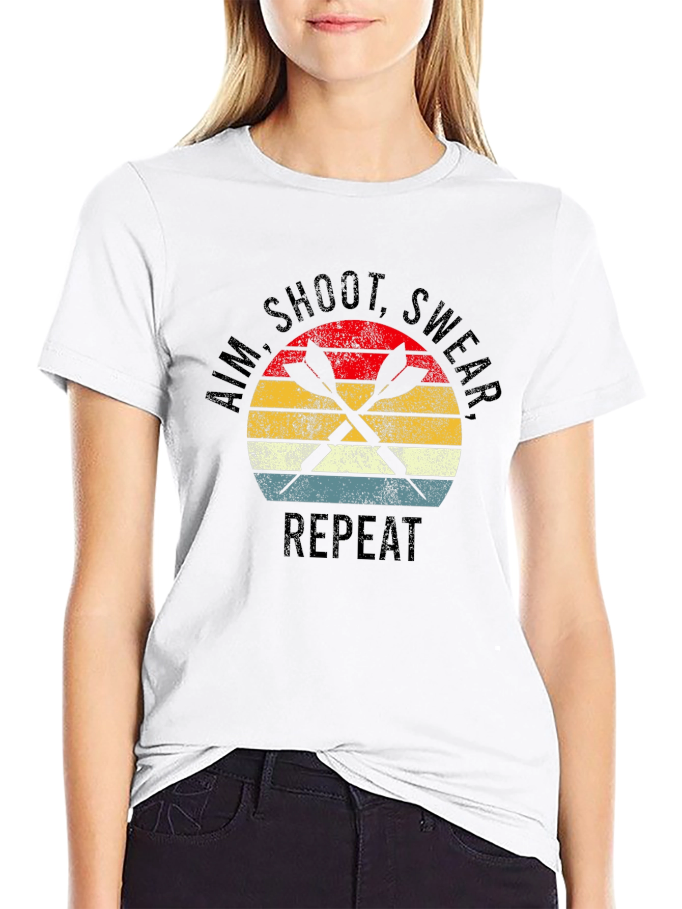 Aim Shoot Swear Repeat Darts Graphic T-Shirt