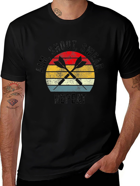 Aim Shoot Swear Repeat Darts Graphic T-Shirt