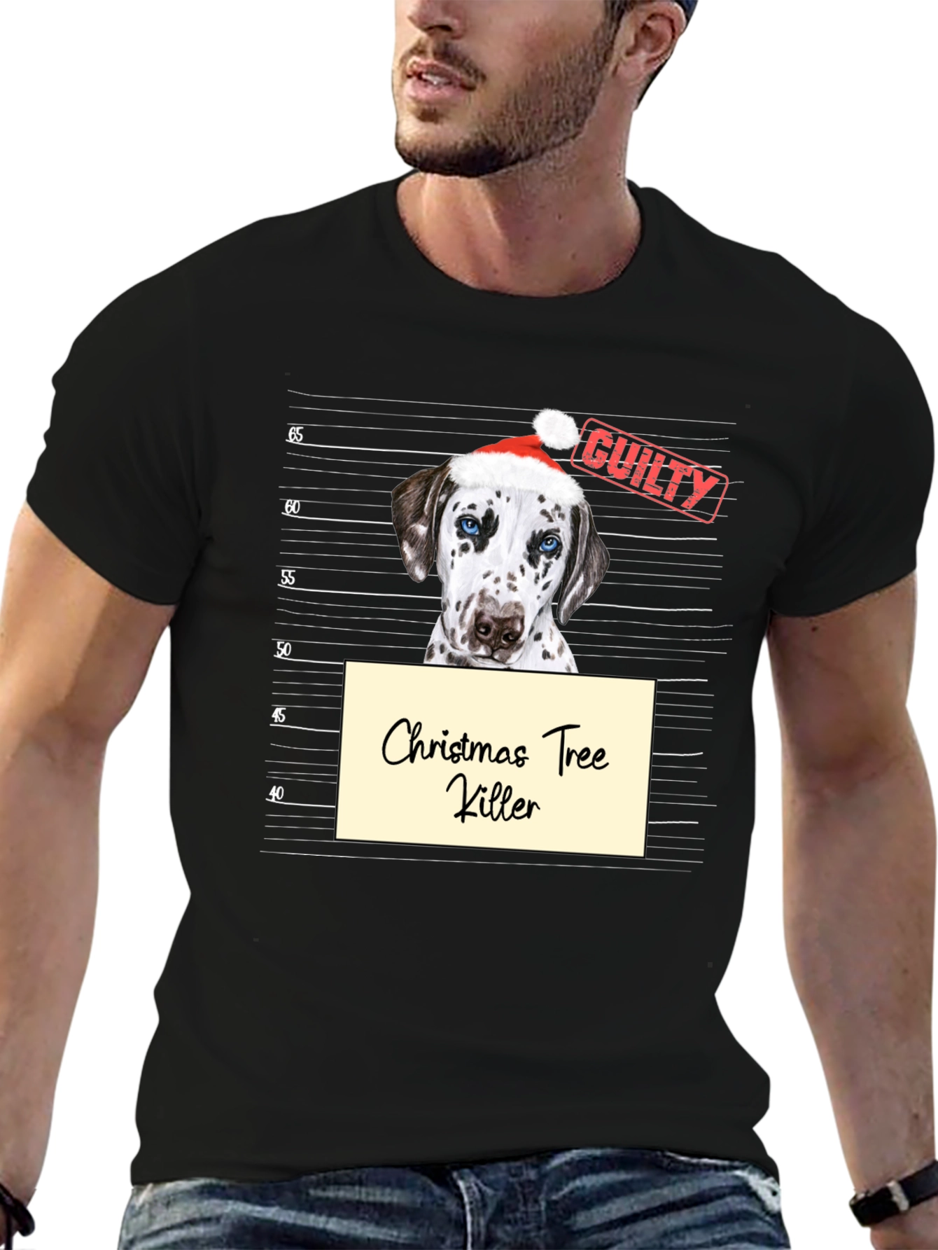 Christmas Tree Killer Dog Graphic T-Shirt