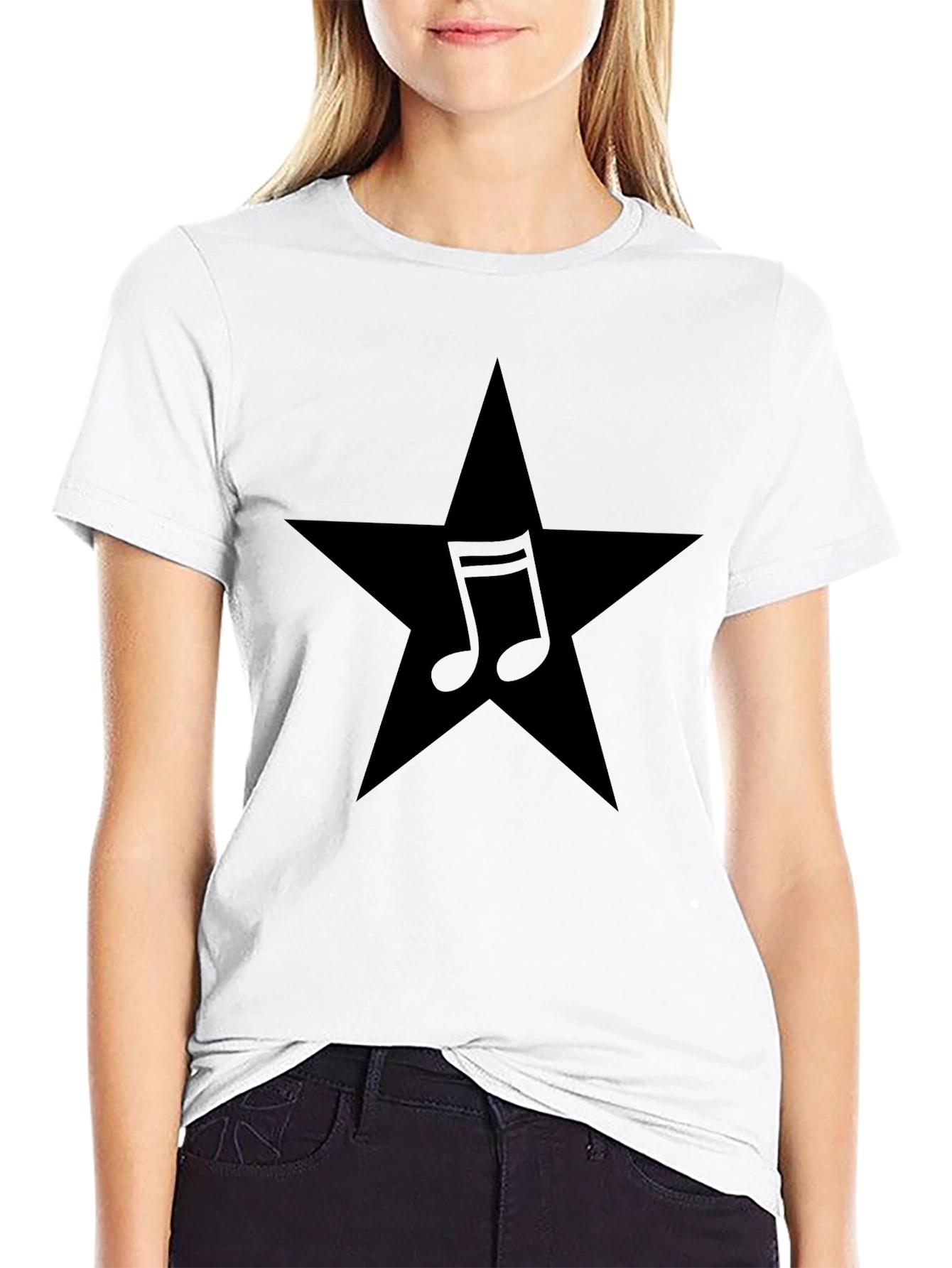Black Star Music Note Tee - Modern Casual Style