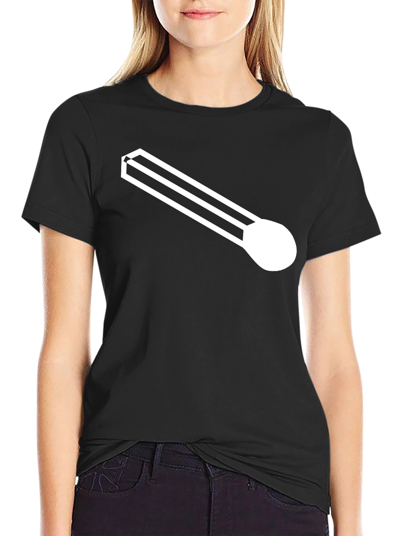 Black T-Shirt with Modernist White Graphic