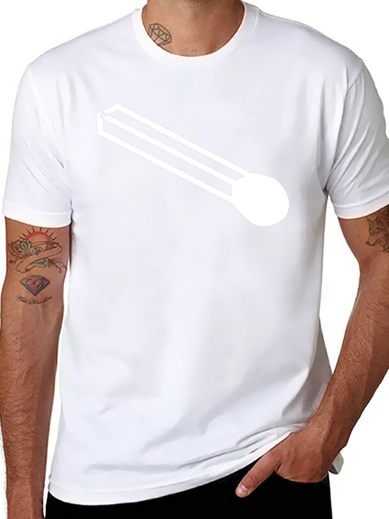 Black T-Shirt with Modernist White Graphic