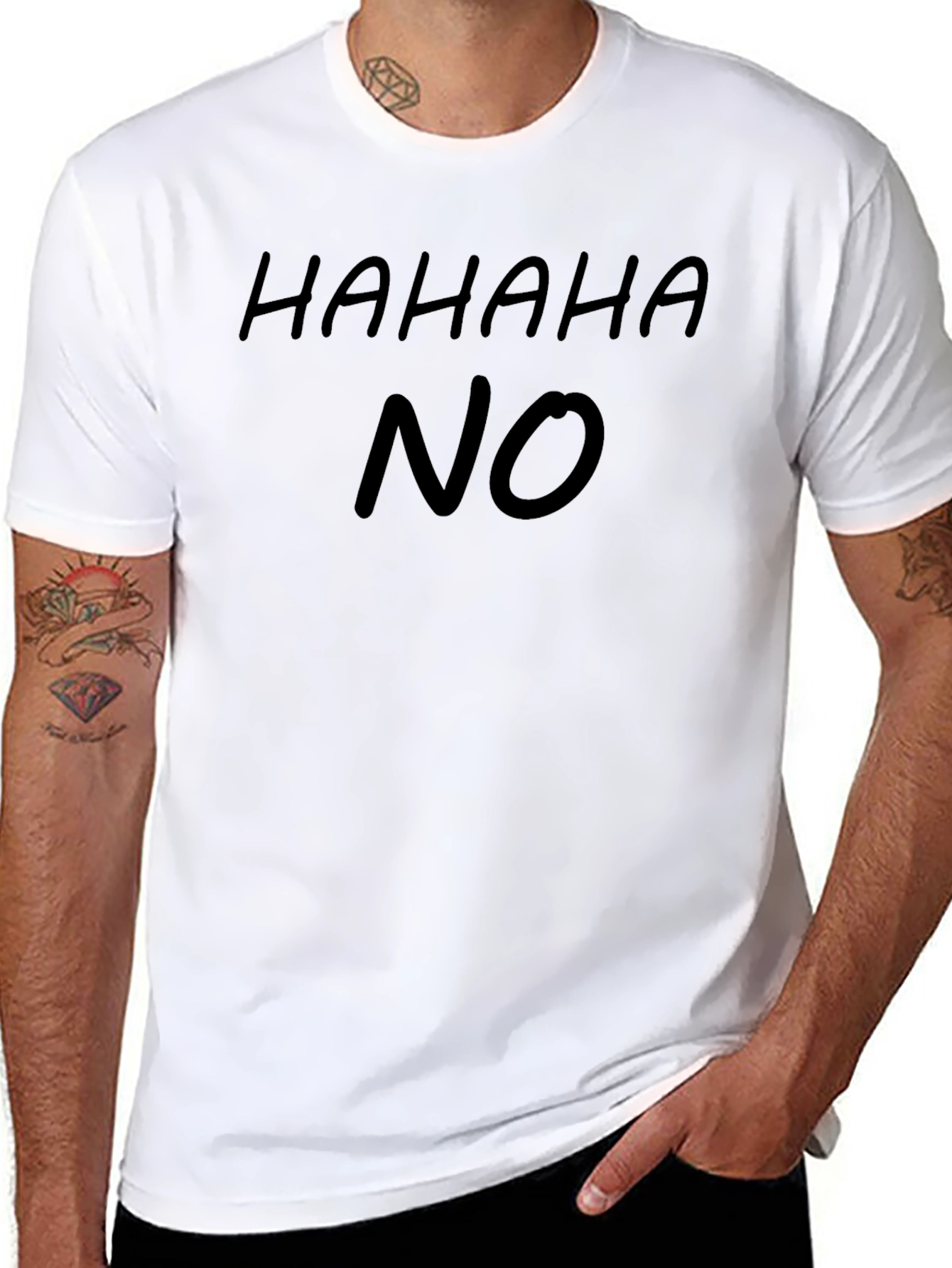 HAHAHA NO Graphic Tee - Casual Black T-Shirt
