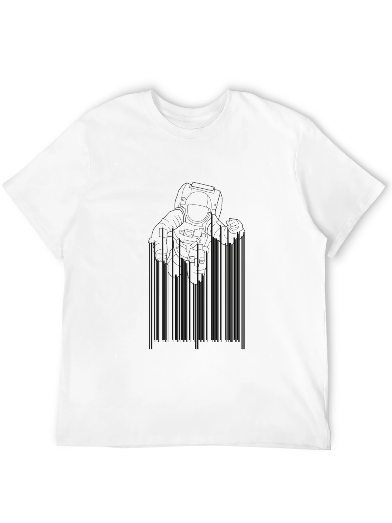 Astronaut Barcode Graphic Black T-Shirt