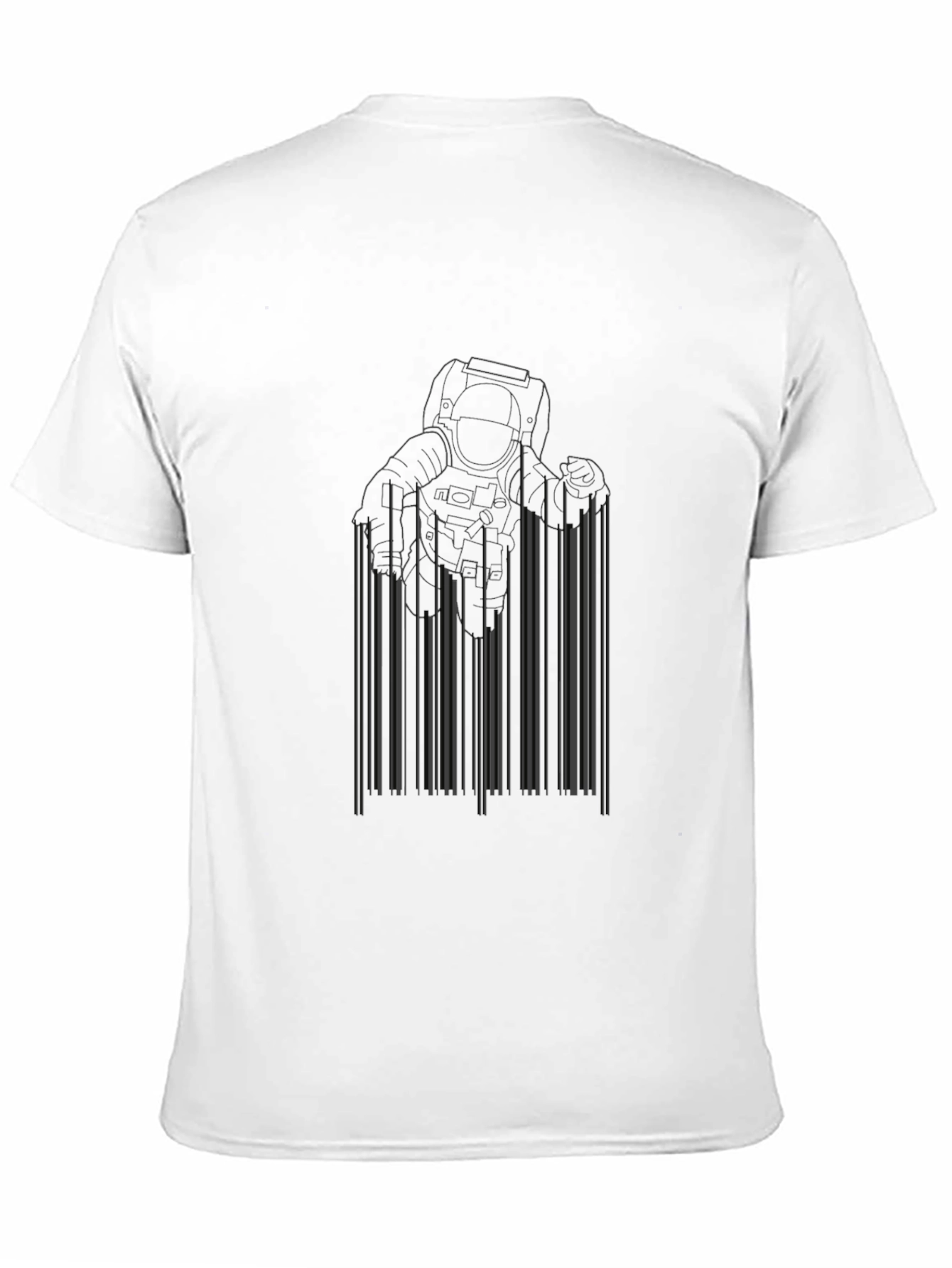 Astronaut Barcode Graphic Black T-Shirt