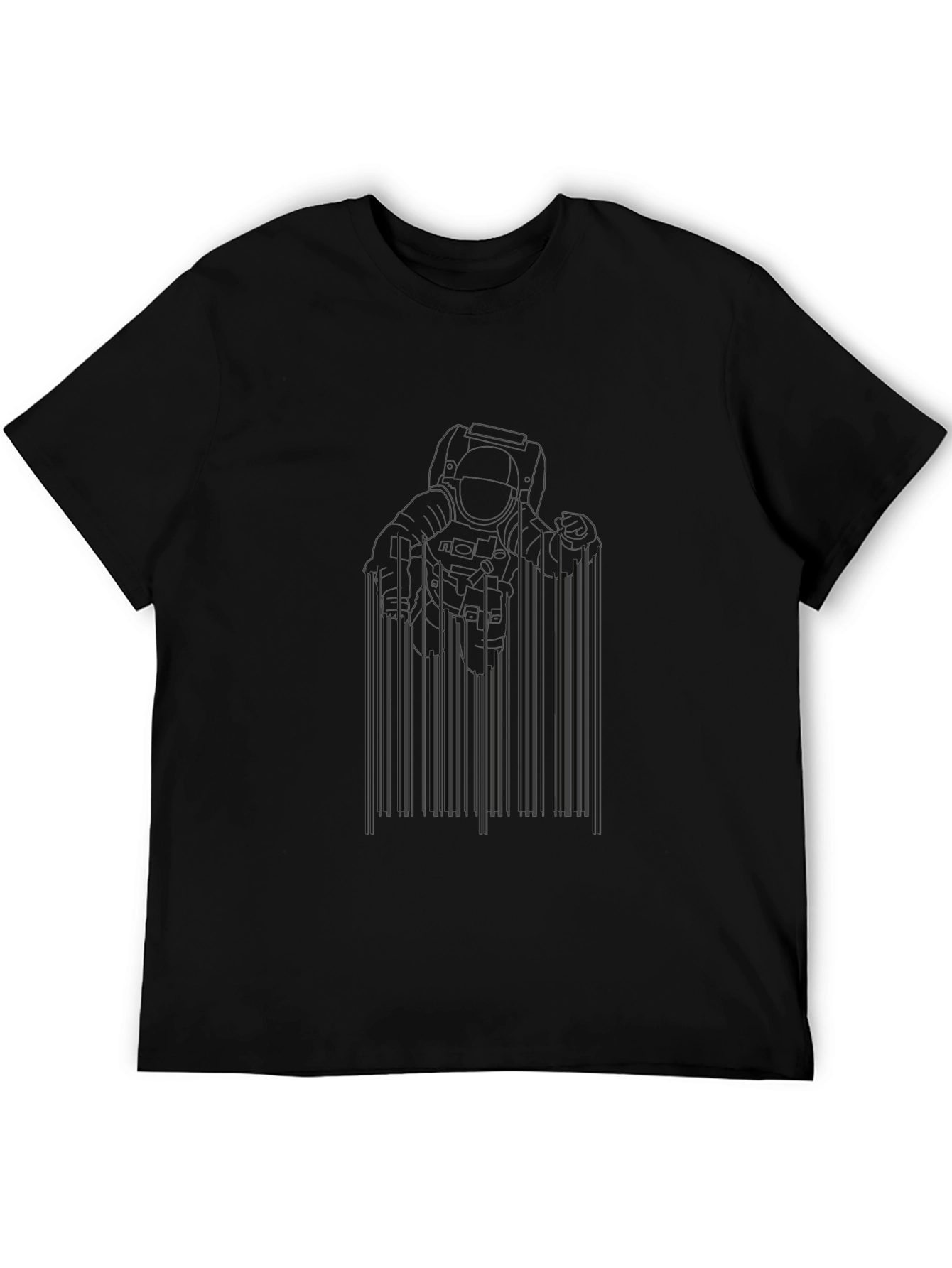 Astronaut Barcode Graphic Black T-Shirt
