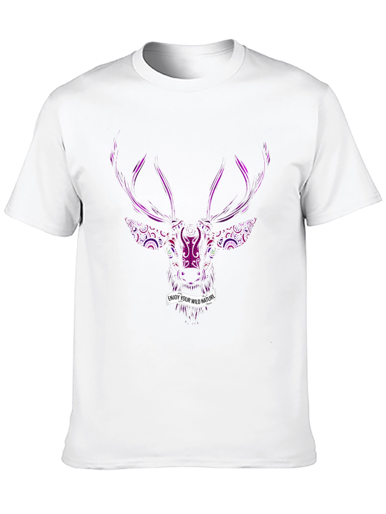 Nature Lover Black T-Shirt with Deer Print