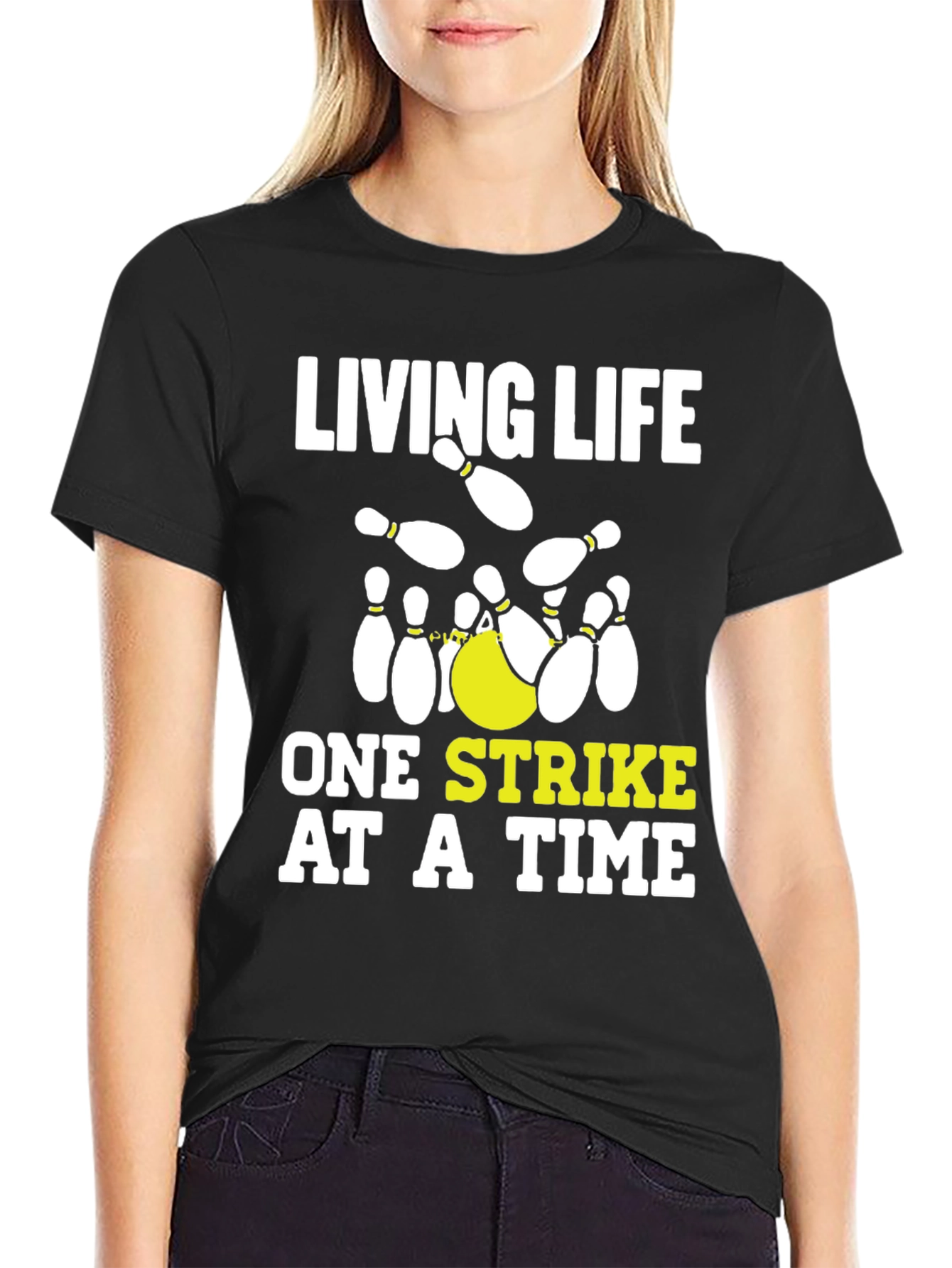 Living Life One Strike at a Time Bowling T-Shirt