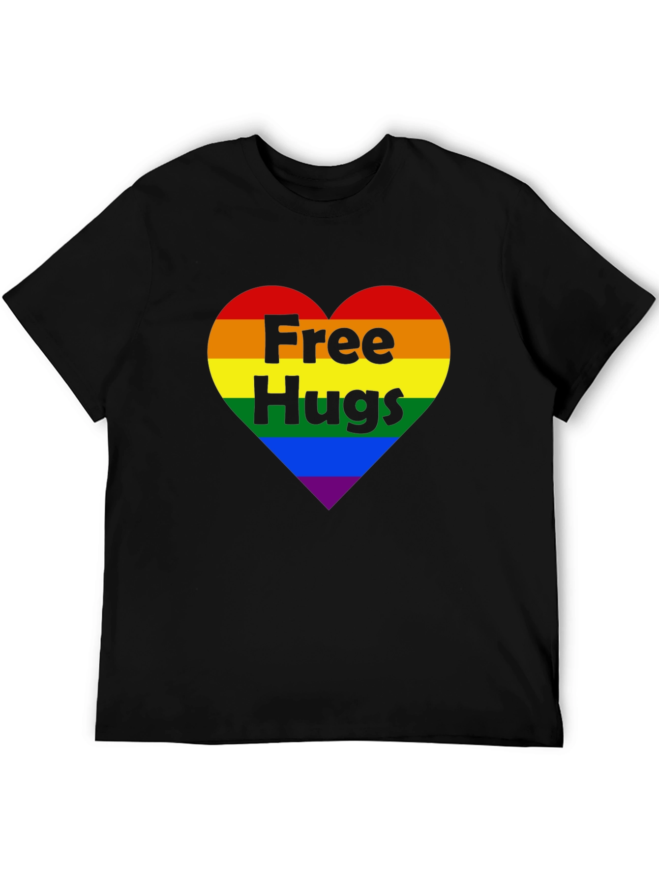 Free Hugs LGBT Pride Rainbow Heart T-Shirt