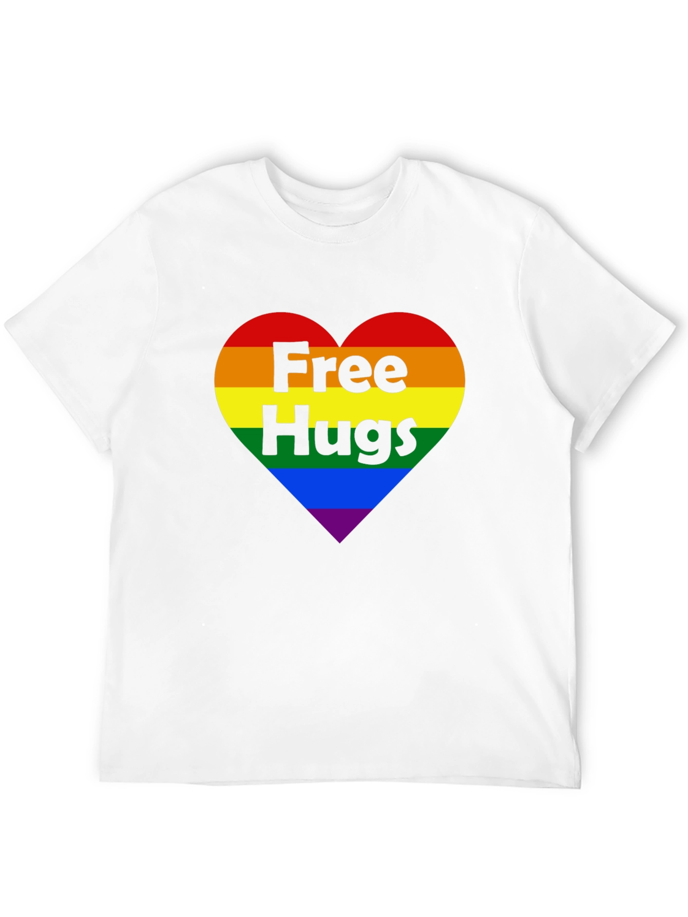 Free Hugs LGBT Pride Rainbow Heart T-Shirt
