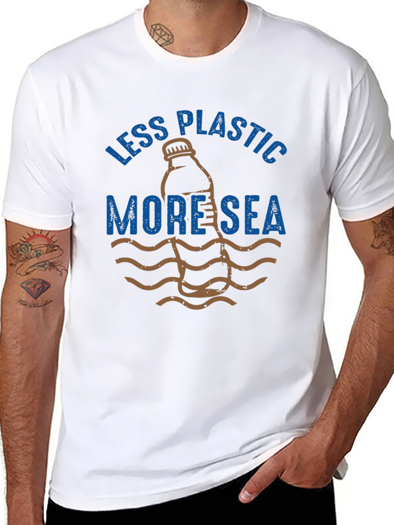 Eco-Friendly Less Plastic More Sea Graphic T-Shirt