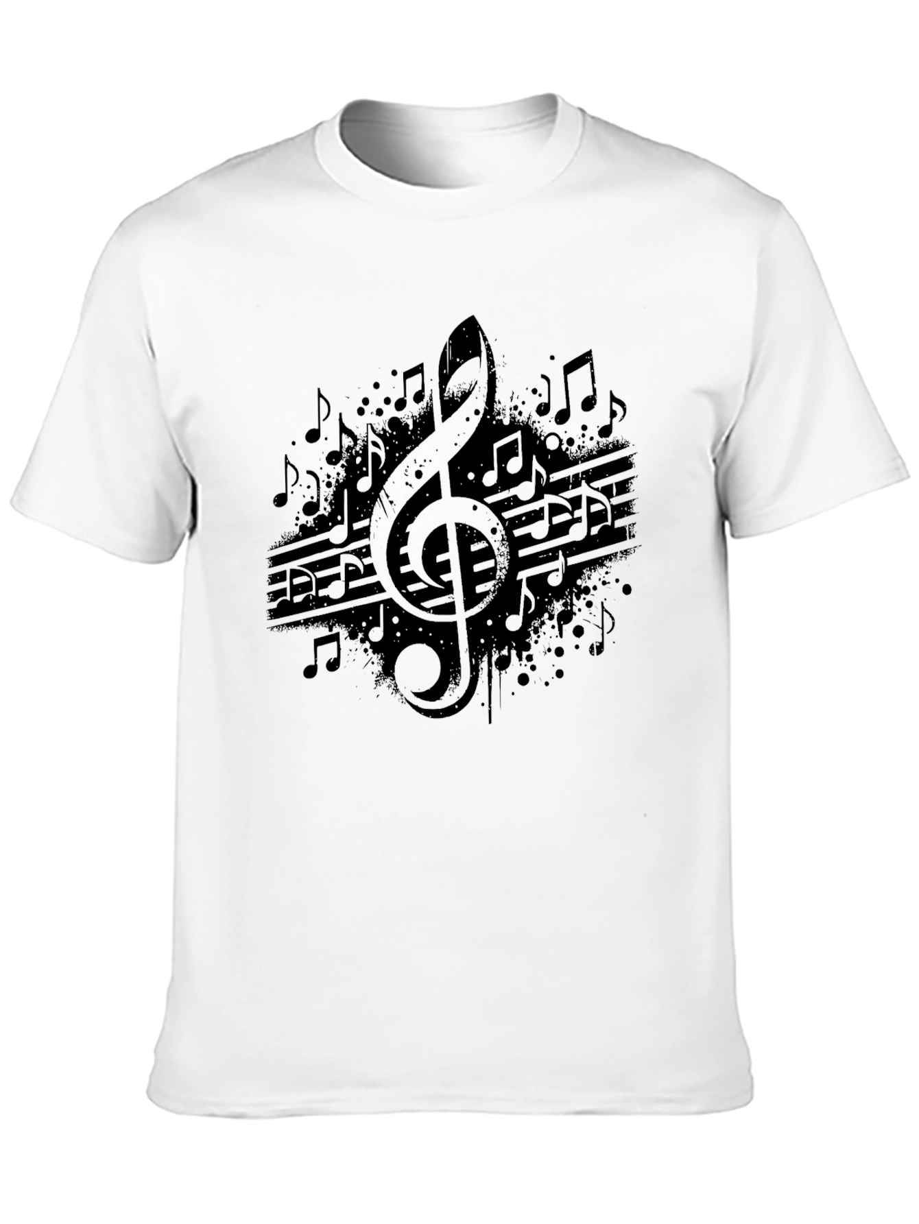 Mens Black Music Note Graphic Tee