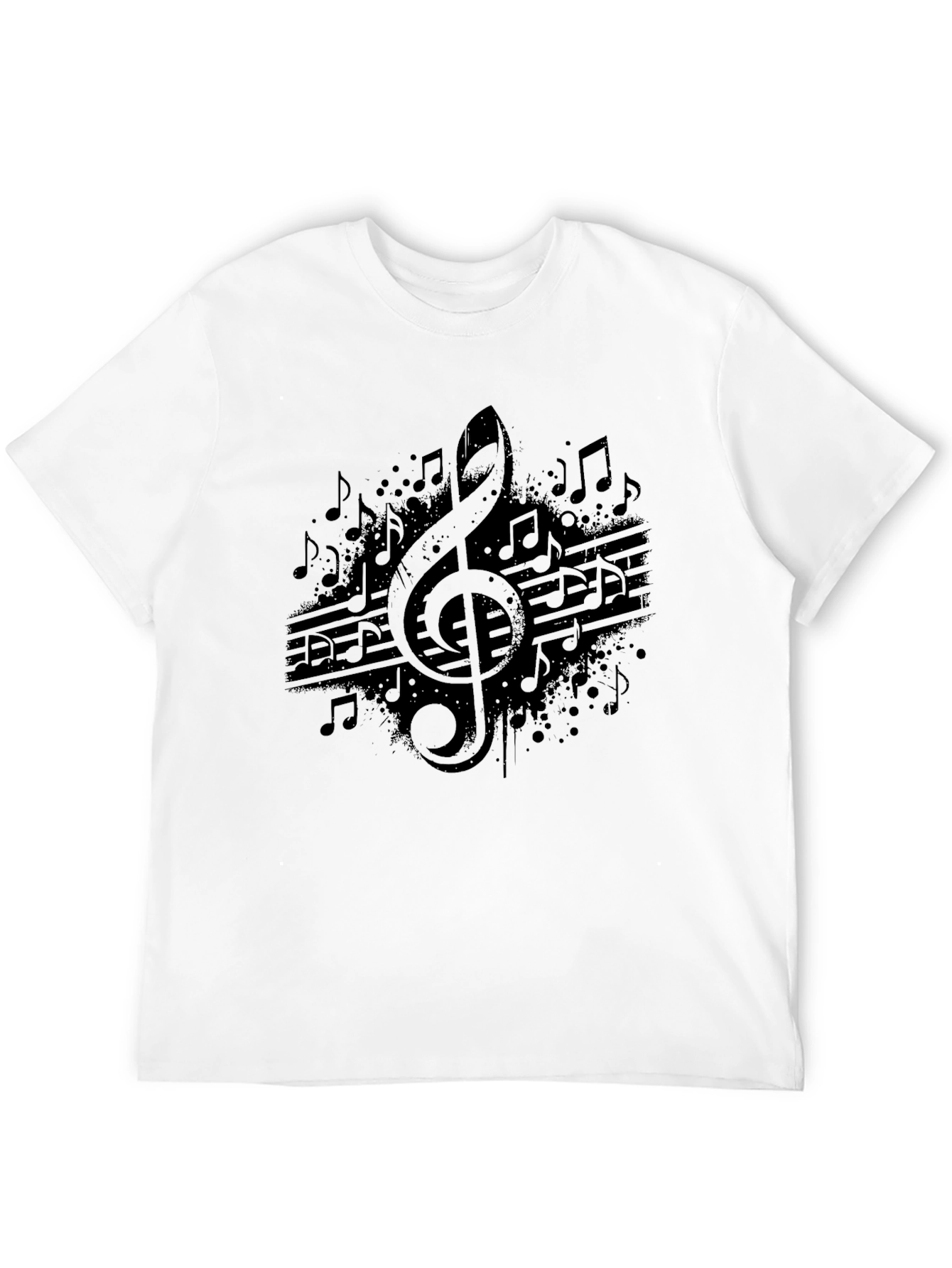 Mens Black Music Note Graphic Tee