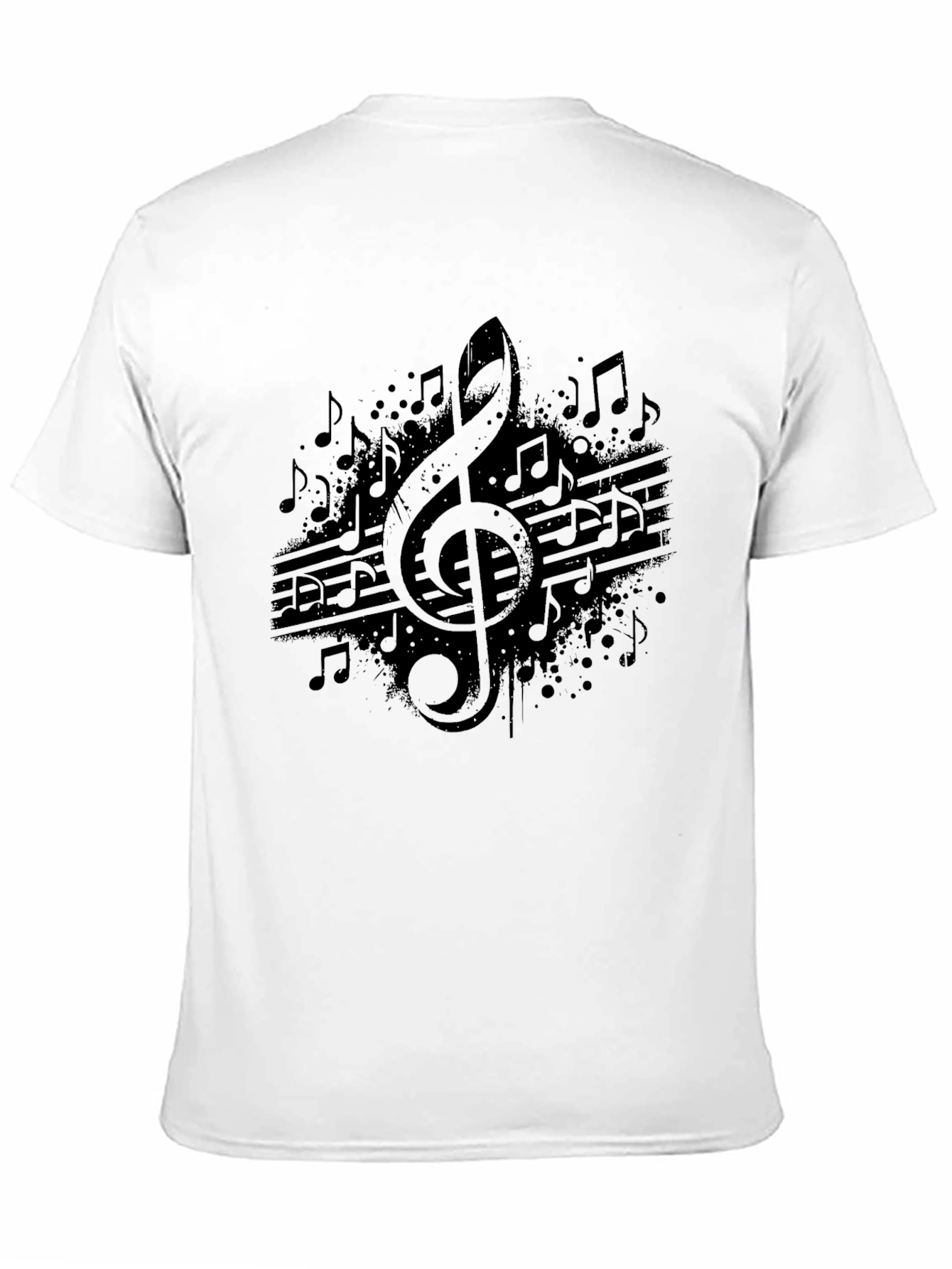 Mens Black Music Note Graphic Tee