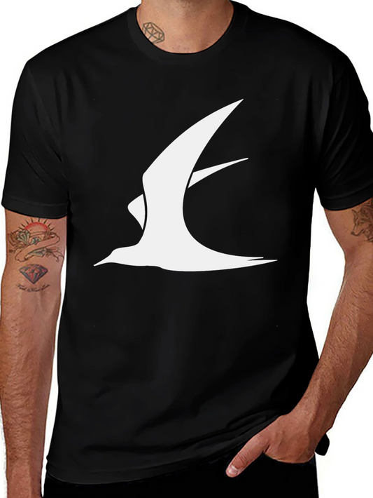 Mens Black T-Shirt with Abstract Bird Print