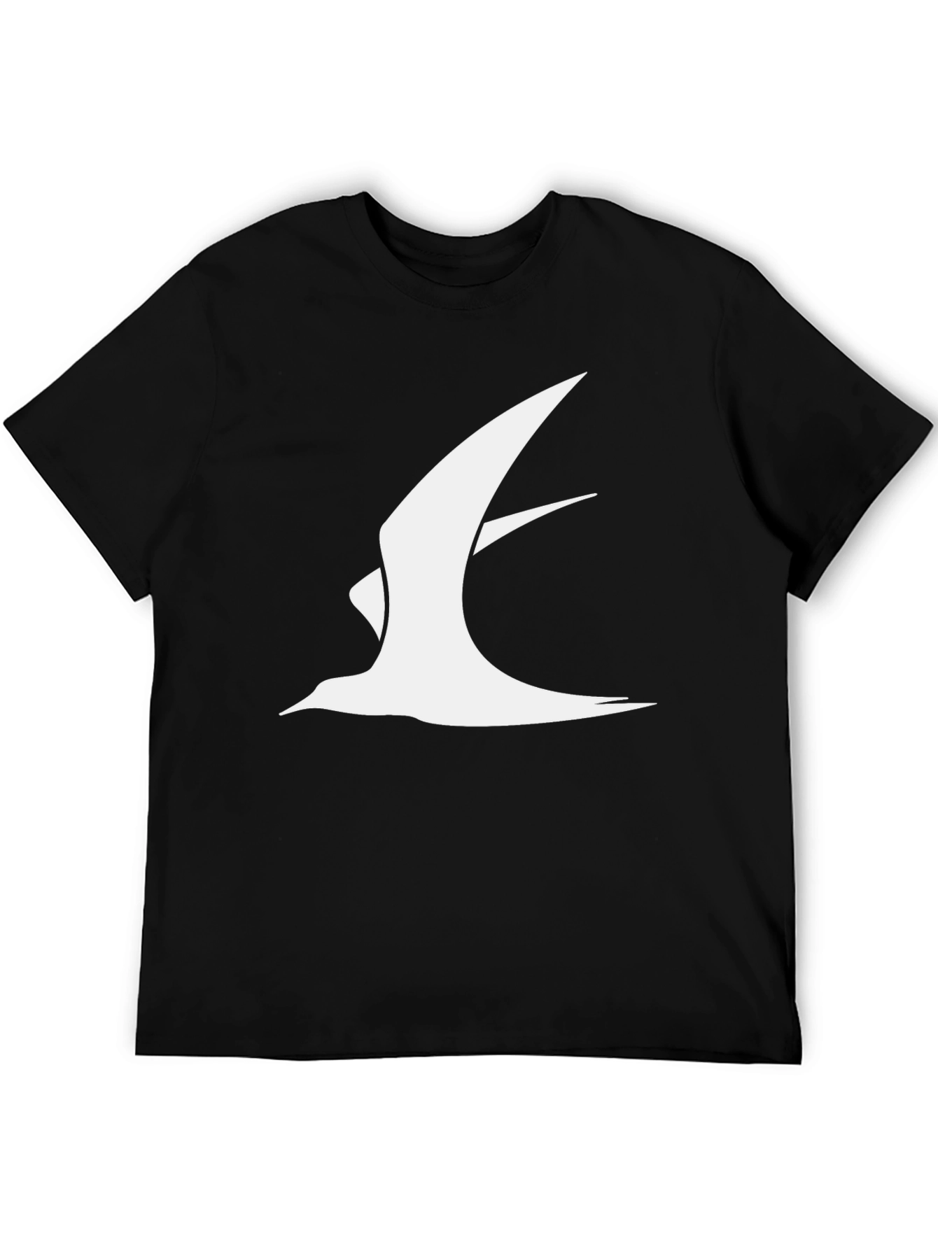 Mens Black T-Shirt with Abstract Bird Print