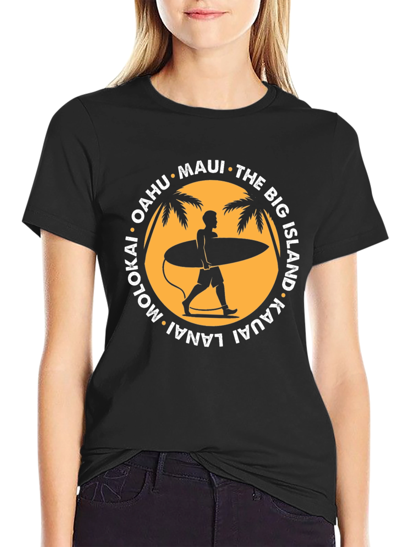 Island Life T-Shirt: Surfer Silhouette Design