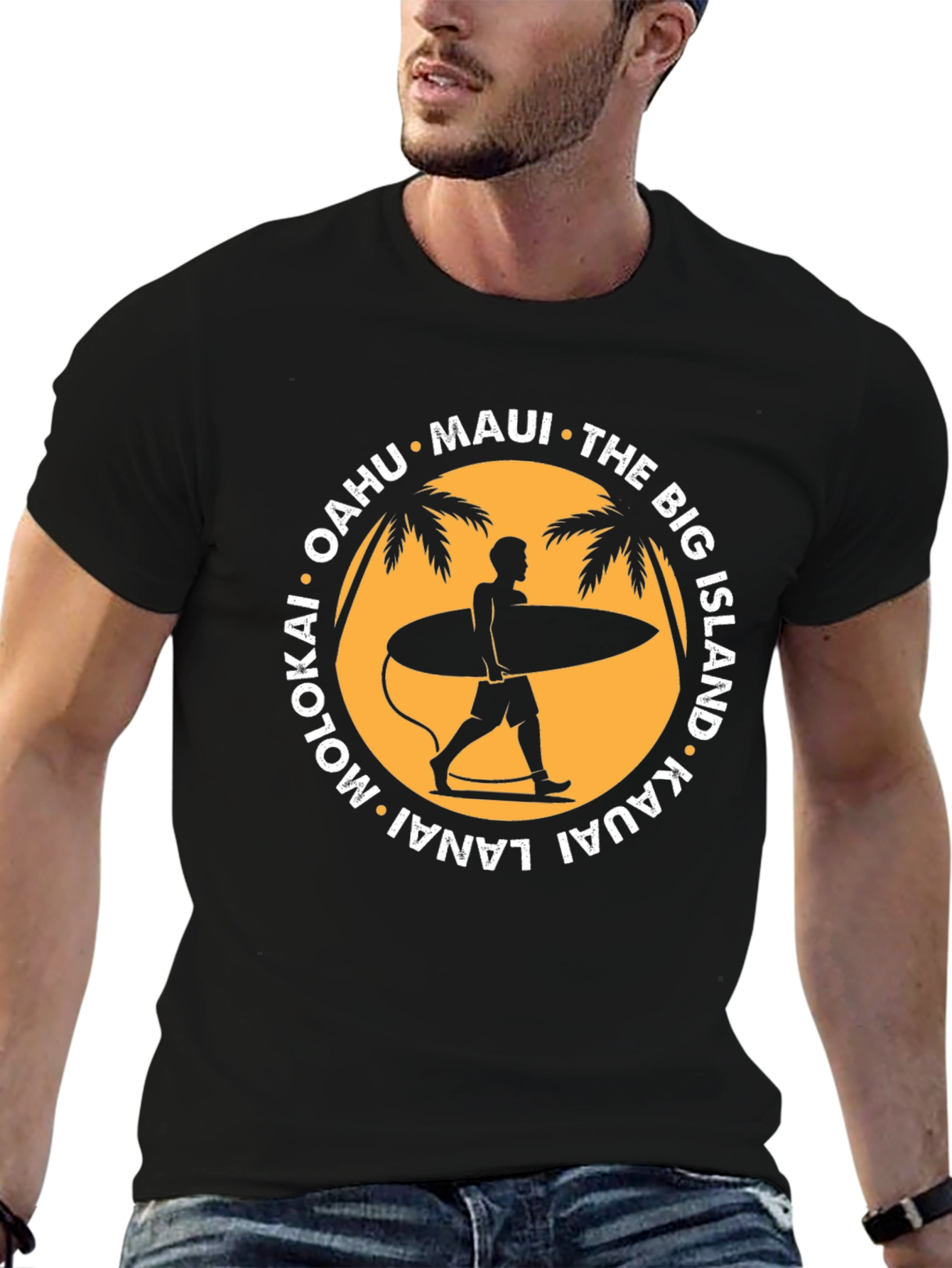 Island Life T-Shirt: Surfer Silhouette Design