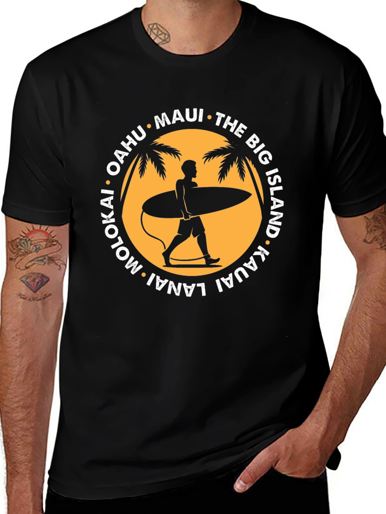 Island Life T-Shirt: Surfer Silhouette Design
