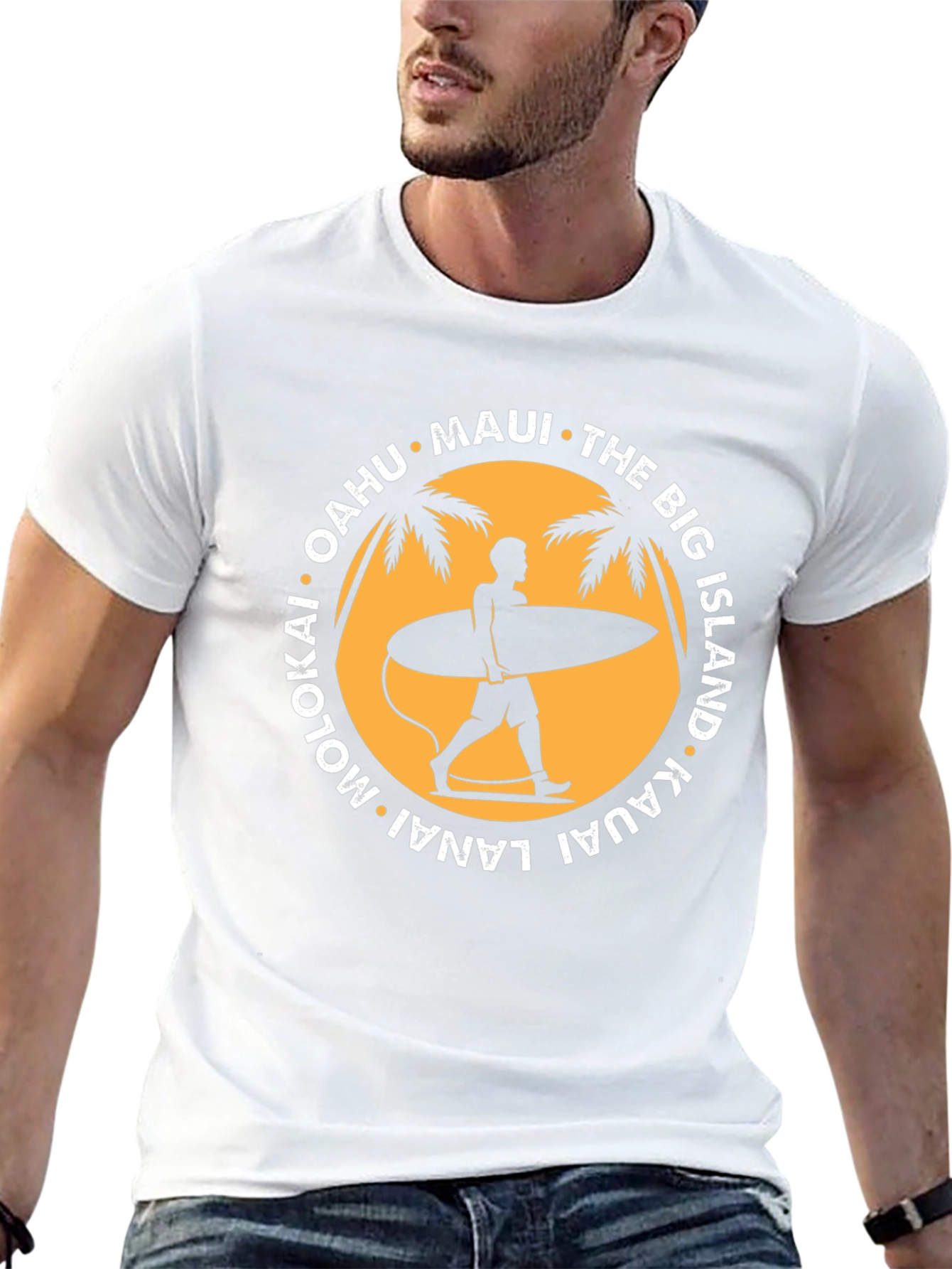 Island Life T-Shirt: Surfer Silhouette Design