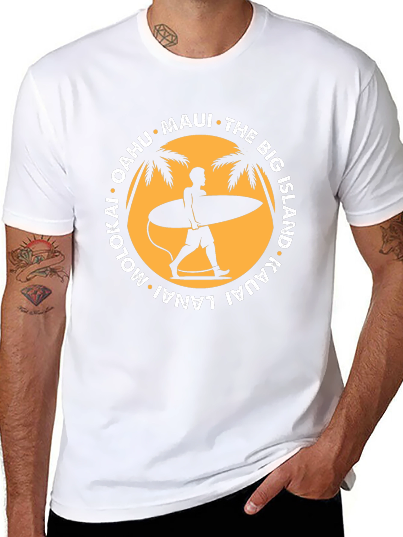 Island Life T-Shirt: Surfer Silhouette Design
