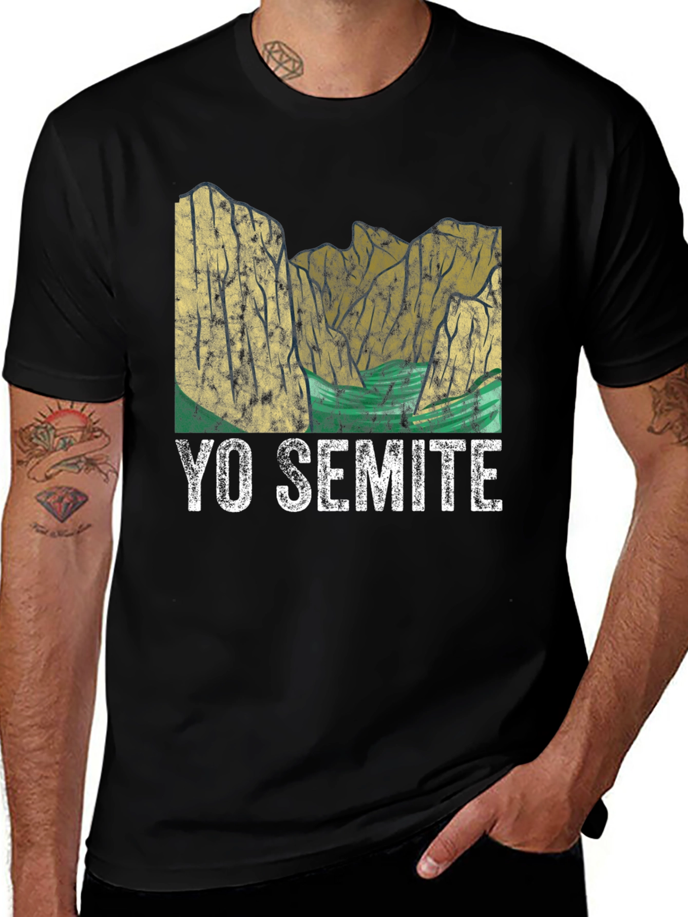 Yo Semite Graphic T-Shirt - Black Crew Neck Tee