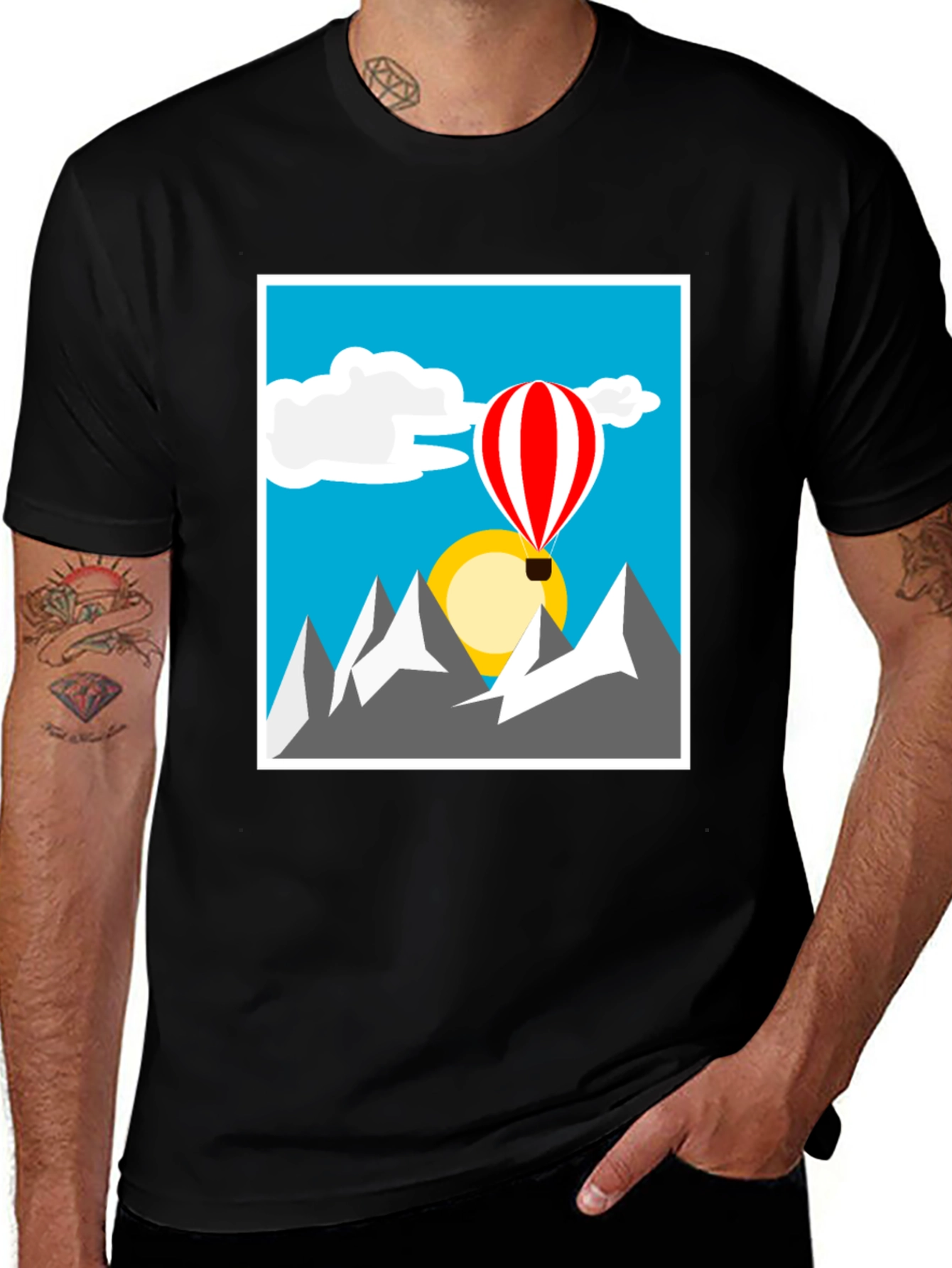 Mountain Balloon Graphic Tee - Unique Design