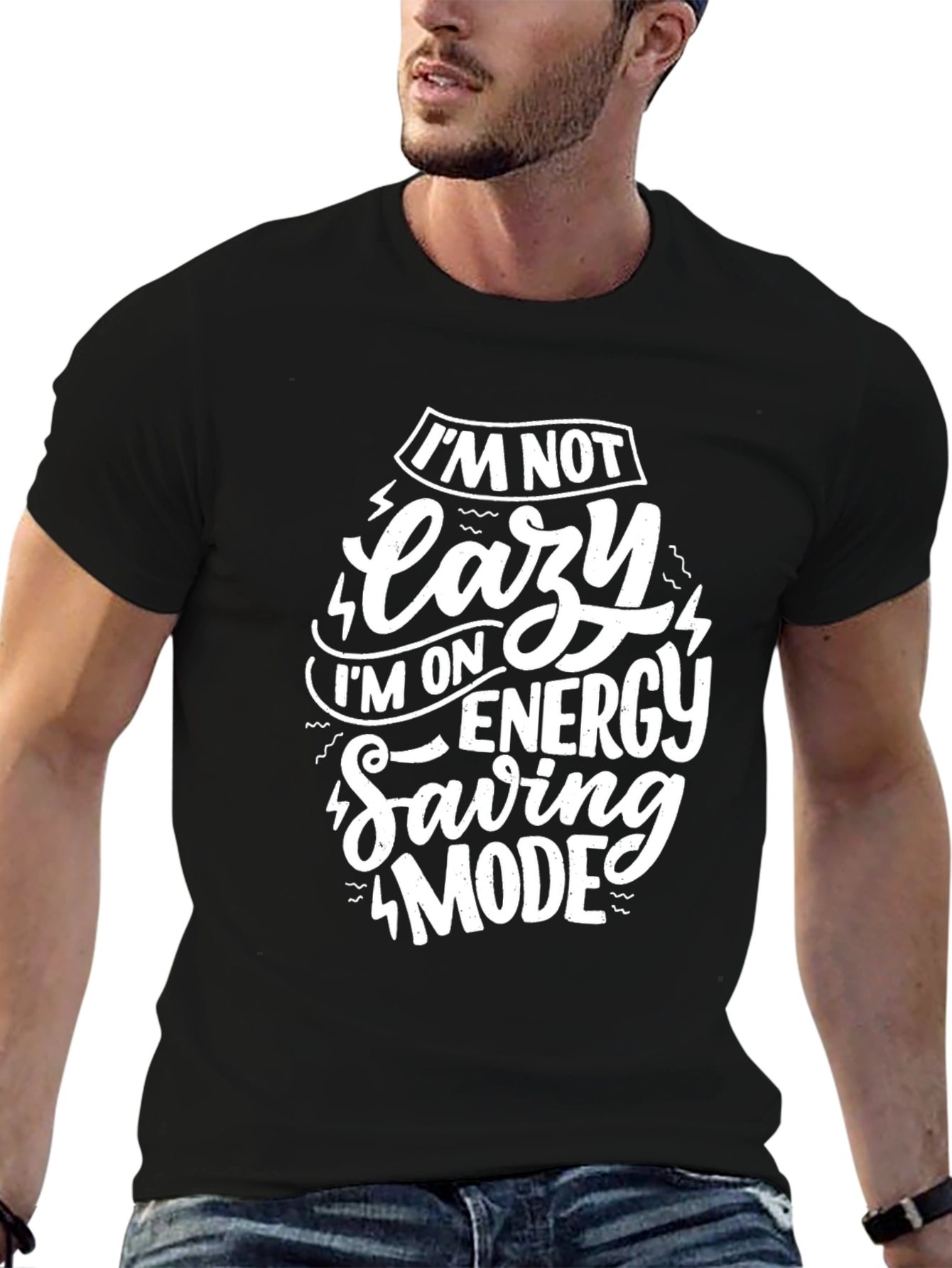 Funny Im Not Lazy Energy Saving Mode Black T-Shirt
