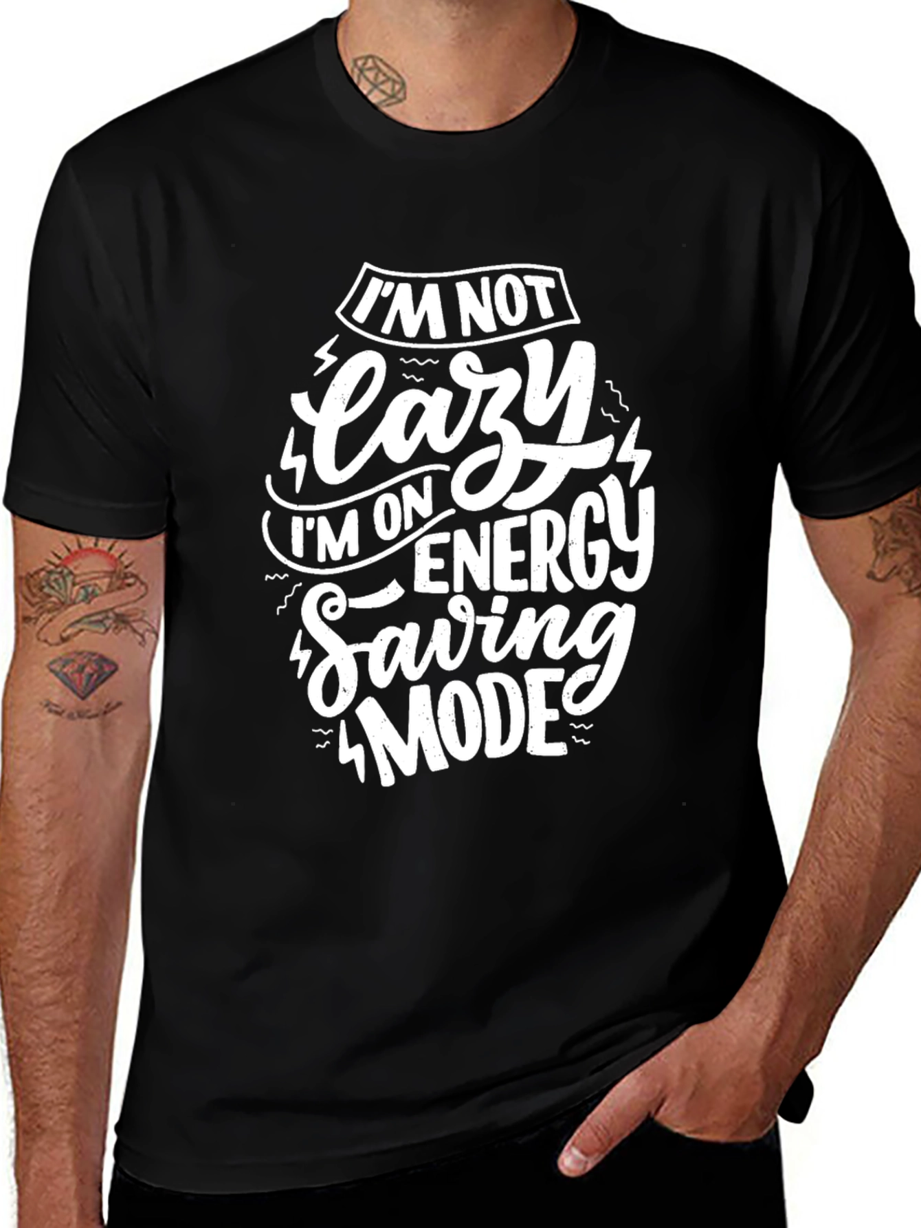 Funny Im Not Lazy Energy Saving Mode Black T-Shirt