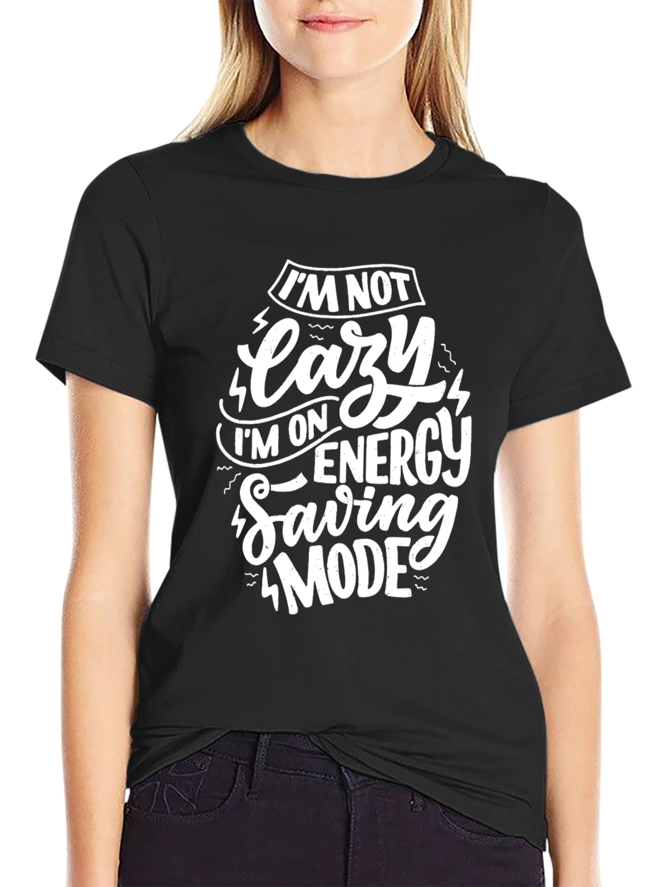 Funny Im Not Lazy Energy Saving Mode Black T-Shirt