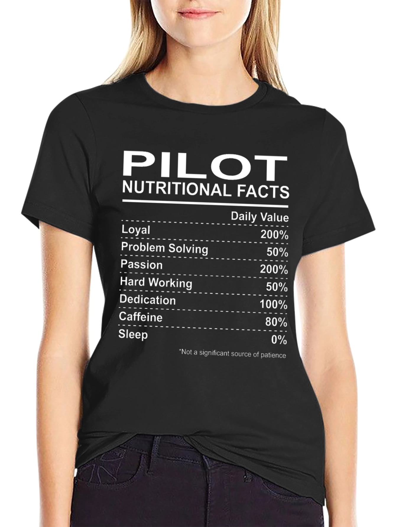 Pilot Nutritional Facts Black Graphic T-Shirt