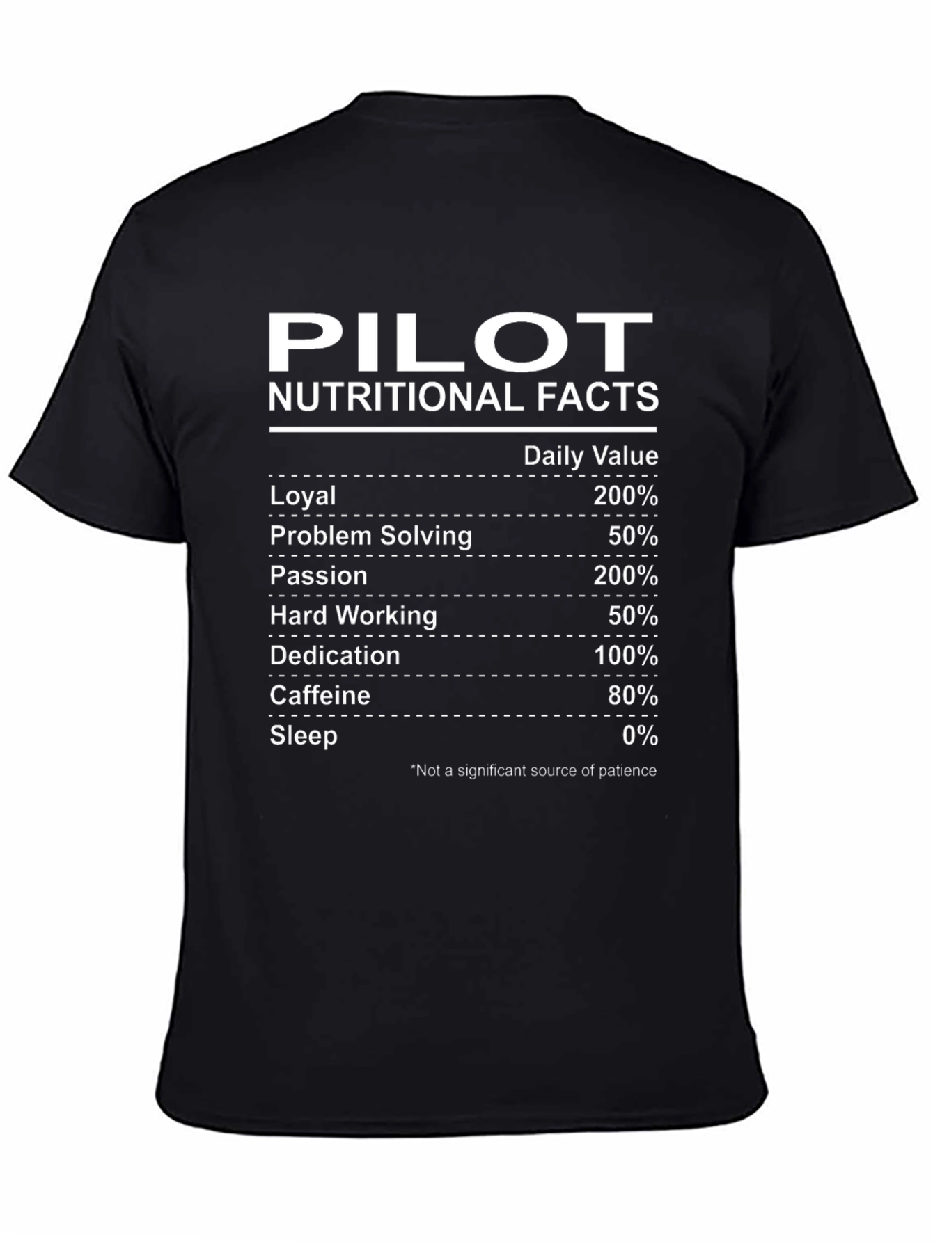 Pilot Nutritional Facts Black Graphic T-Shirt