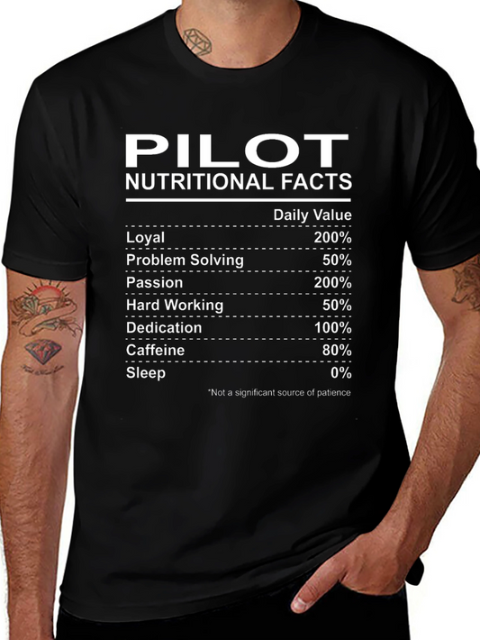 Pilot Nutritional Facts Black Graphic T-Shirt