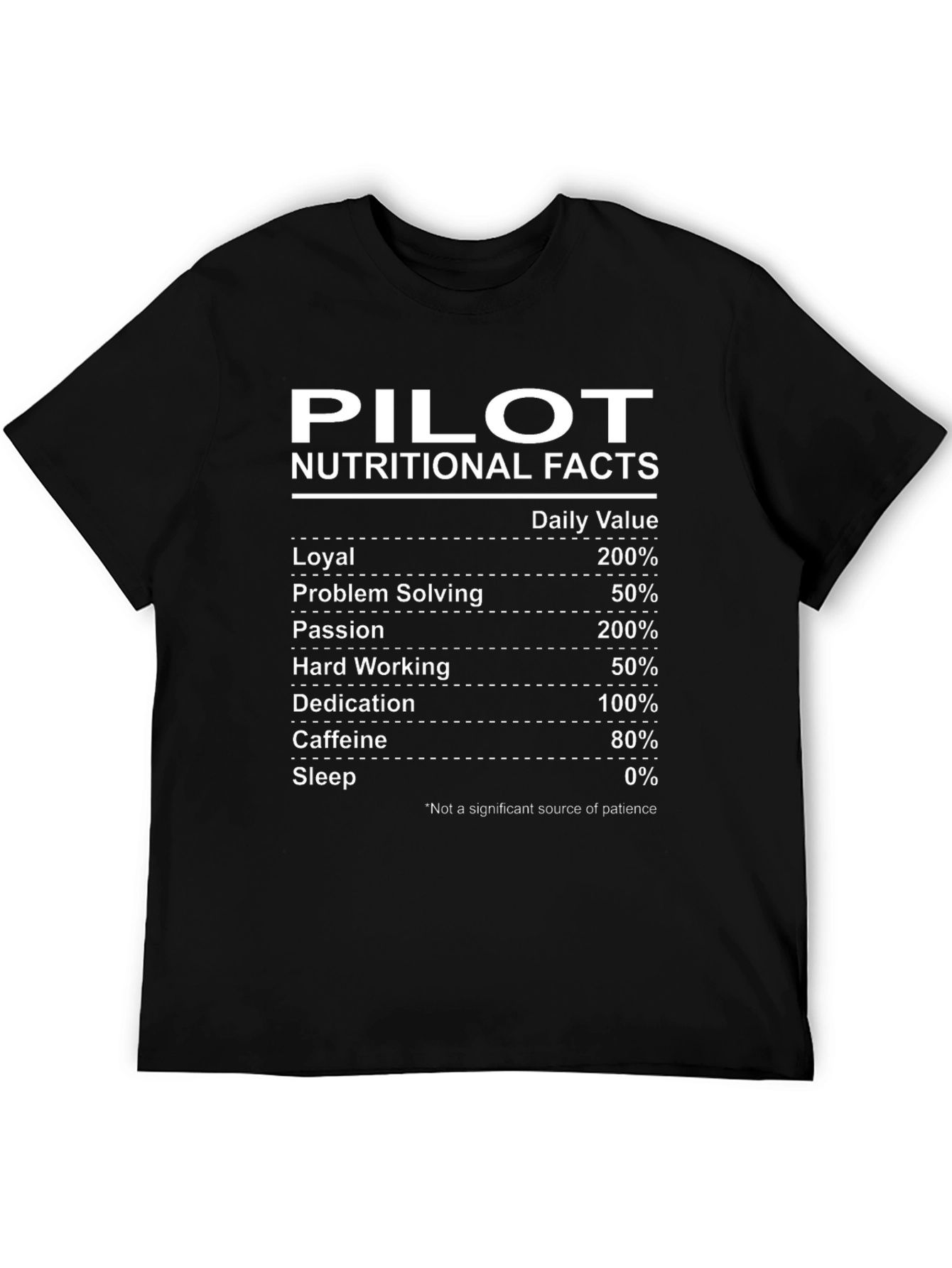 Pilot Nutritional Facts Black Graphic T-Shirt